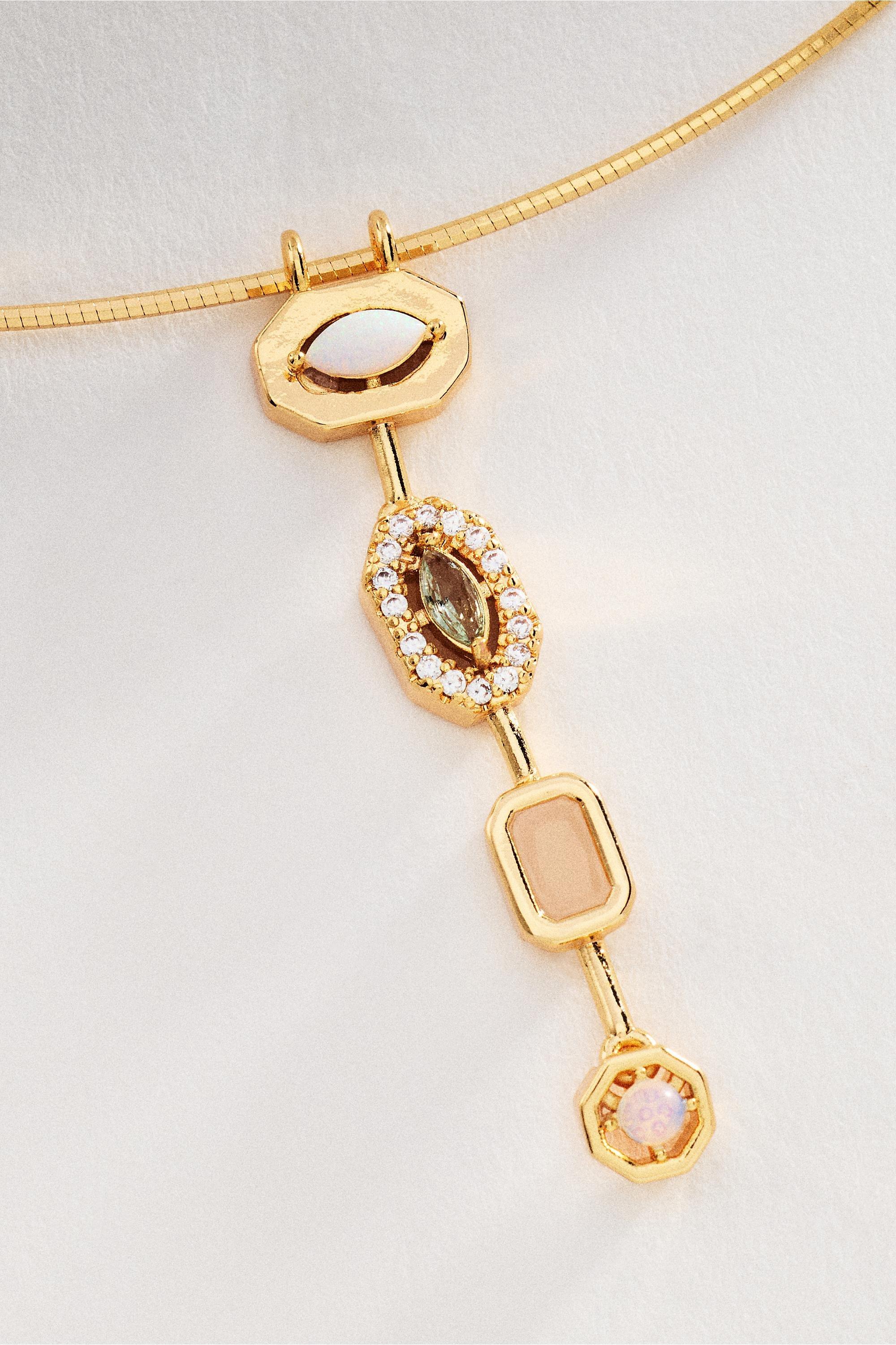 Stone Drop Pendant Necklace, White, A501_0014, large image number 1