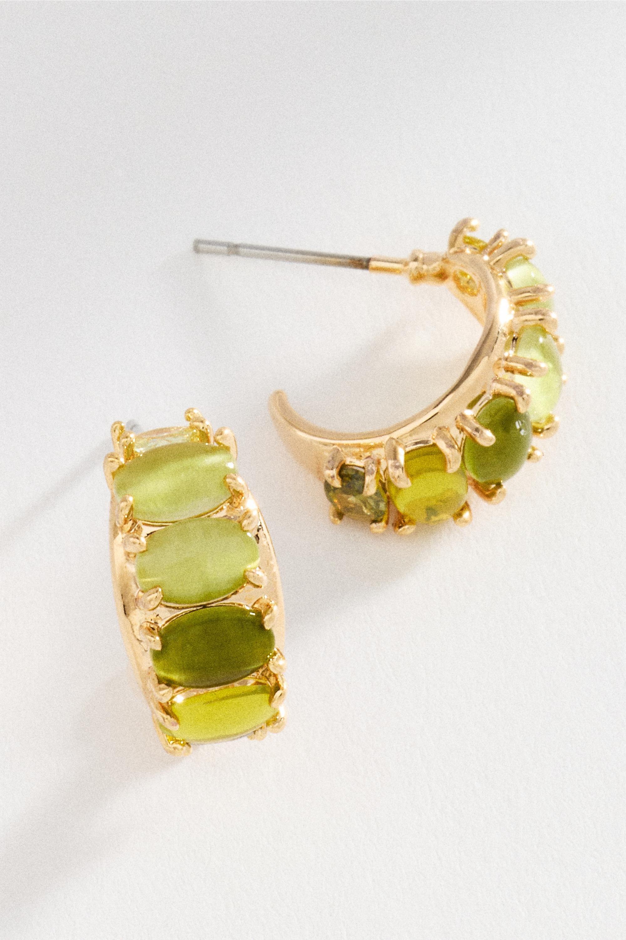 Crystal Baguette Earrings, Green, A501_0030, large image number 0