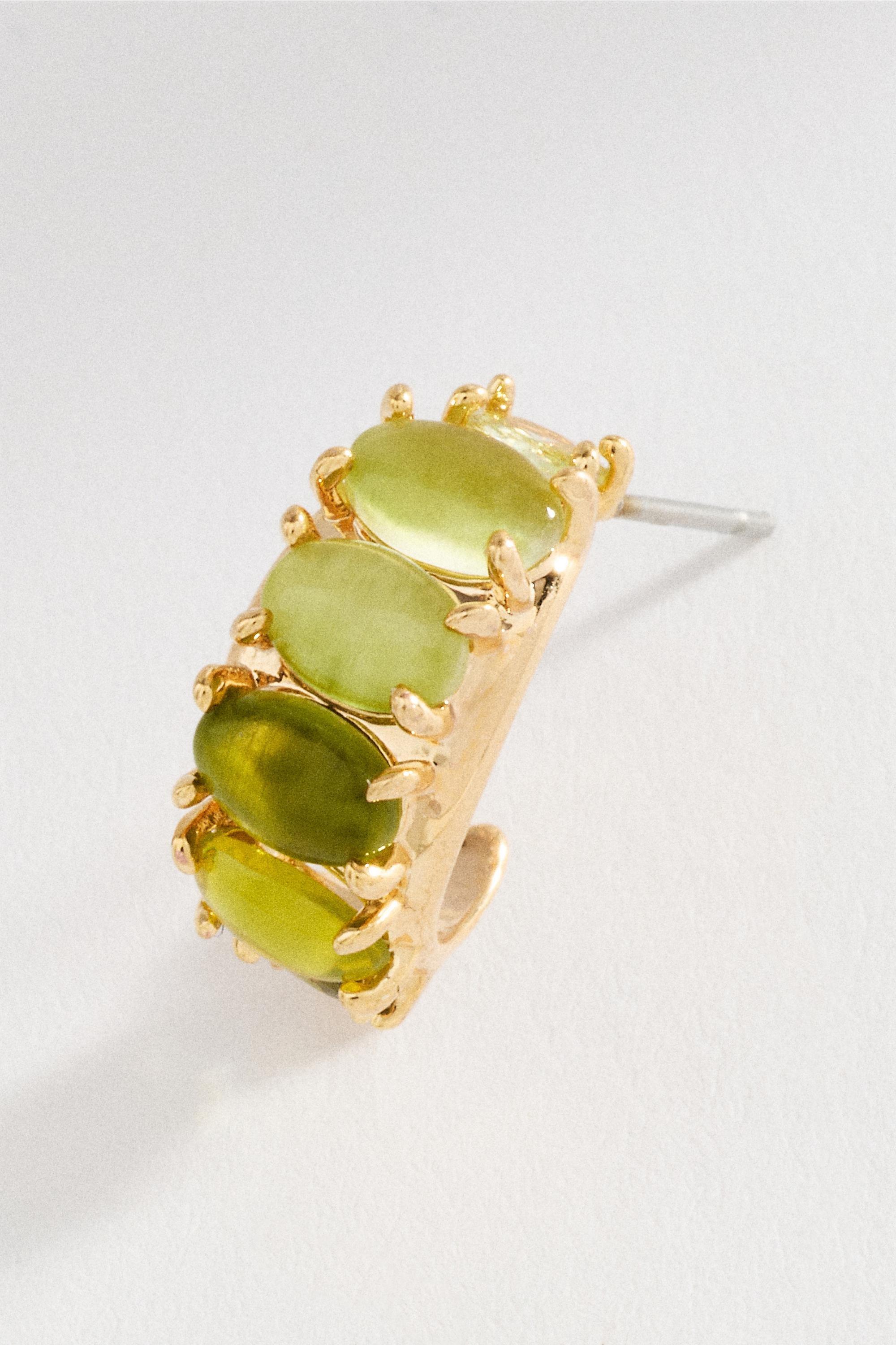 Crystal Baguette Earrings, Green, A501_0030, large image number 3