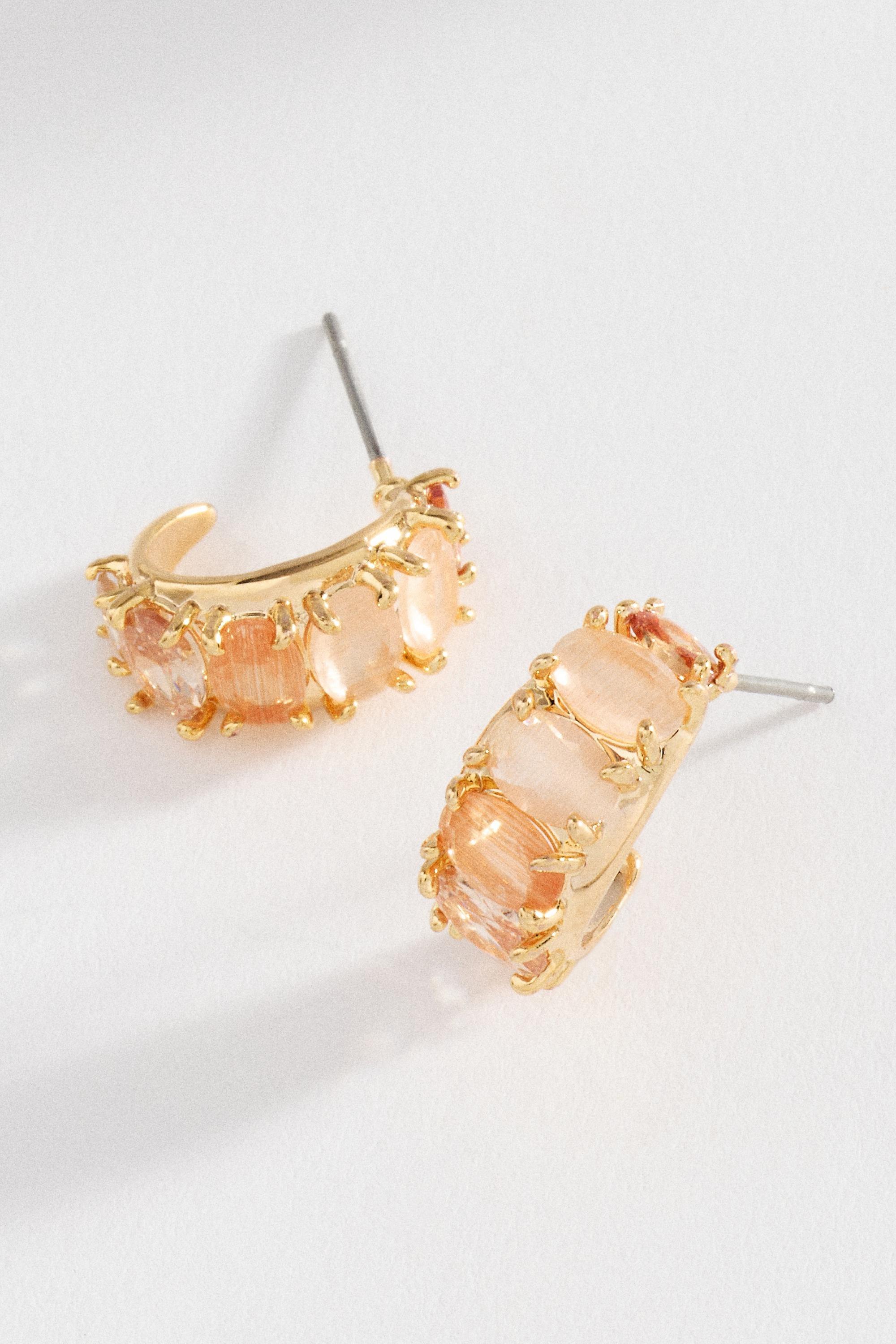 Crystal Baguette Earrings, Orange, A501_0067, large image number 0