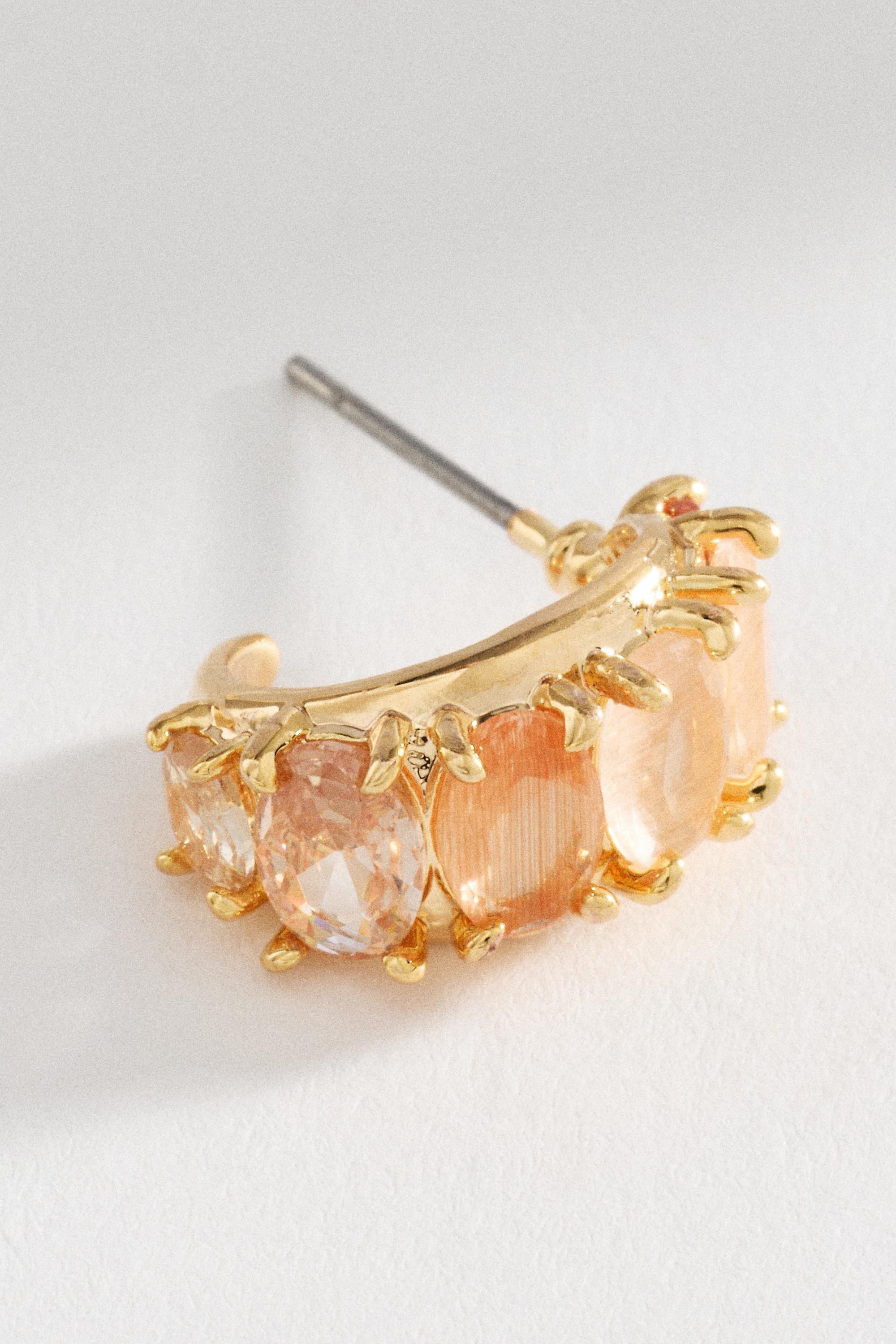 Crystal Baguette Earrings, Orange, A501_0067, large image number 3