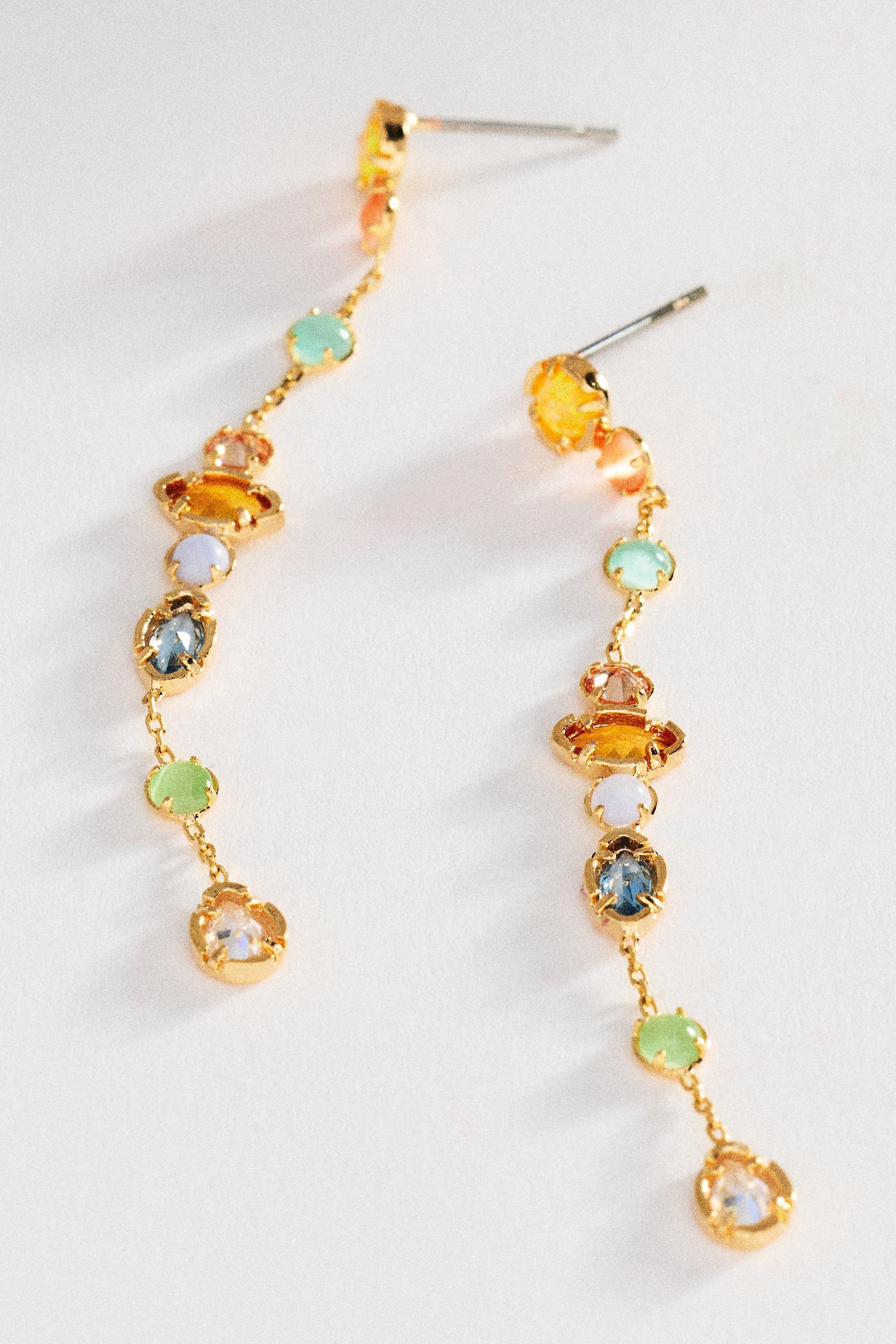 Delicate Stone Drop Earrings, Multicolour, A501_0000, medium