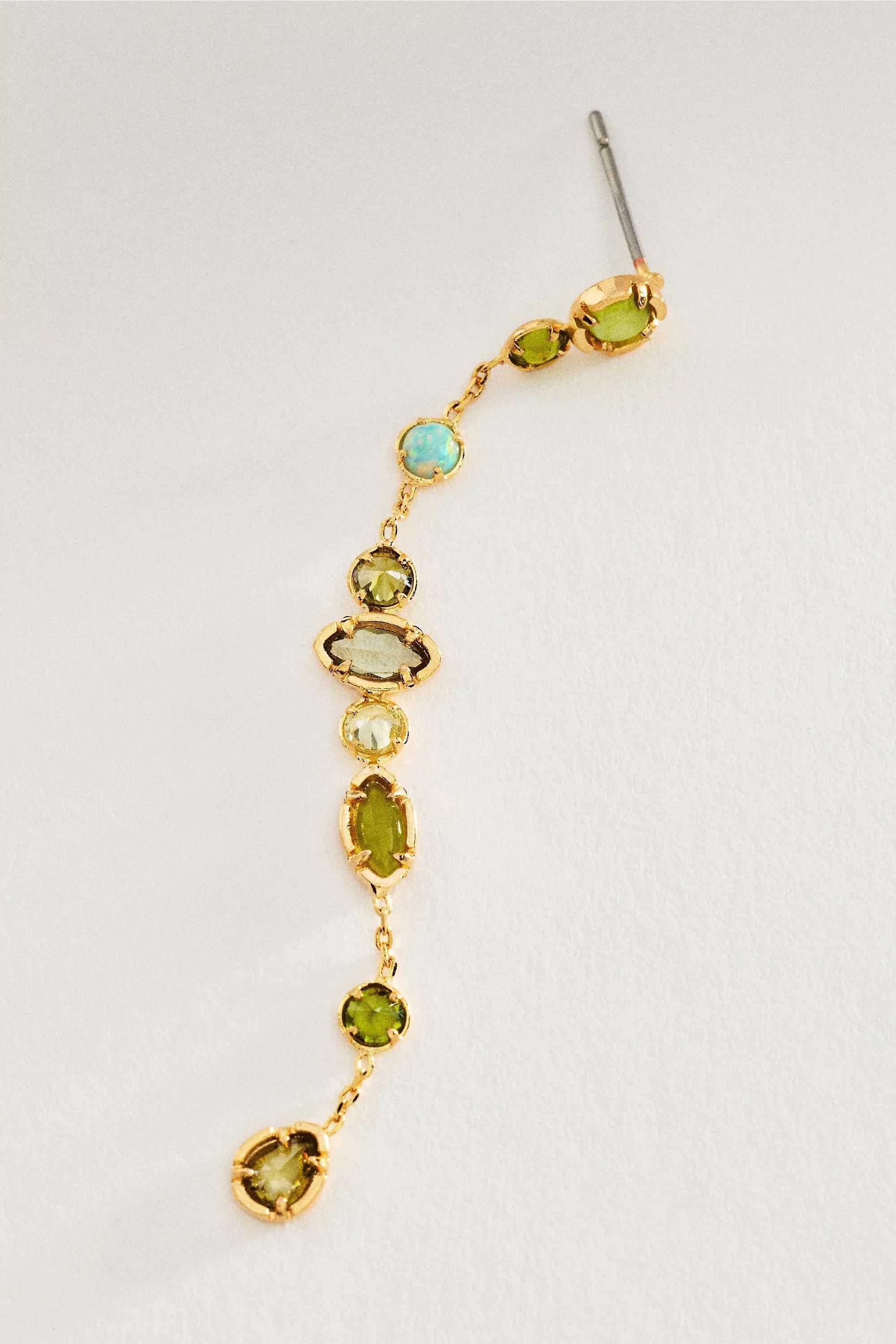 Delicate Stone Drop Earrings, Green, A501_0030, large image number 3