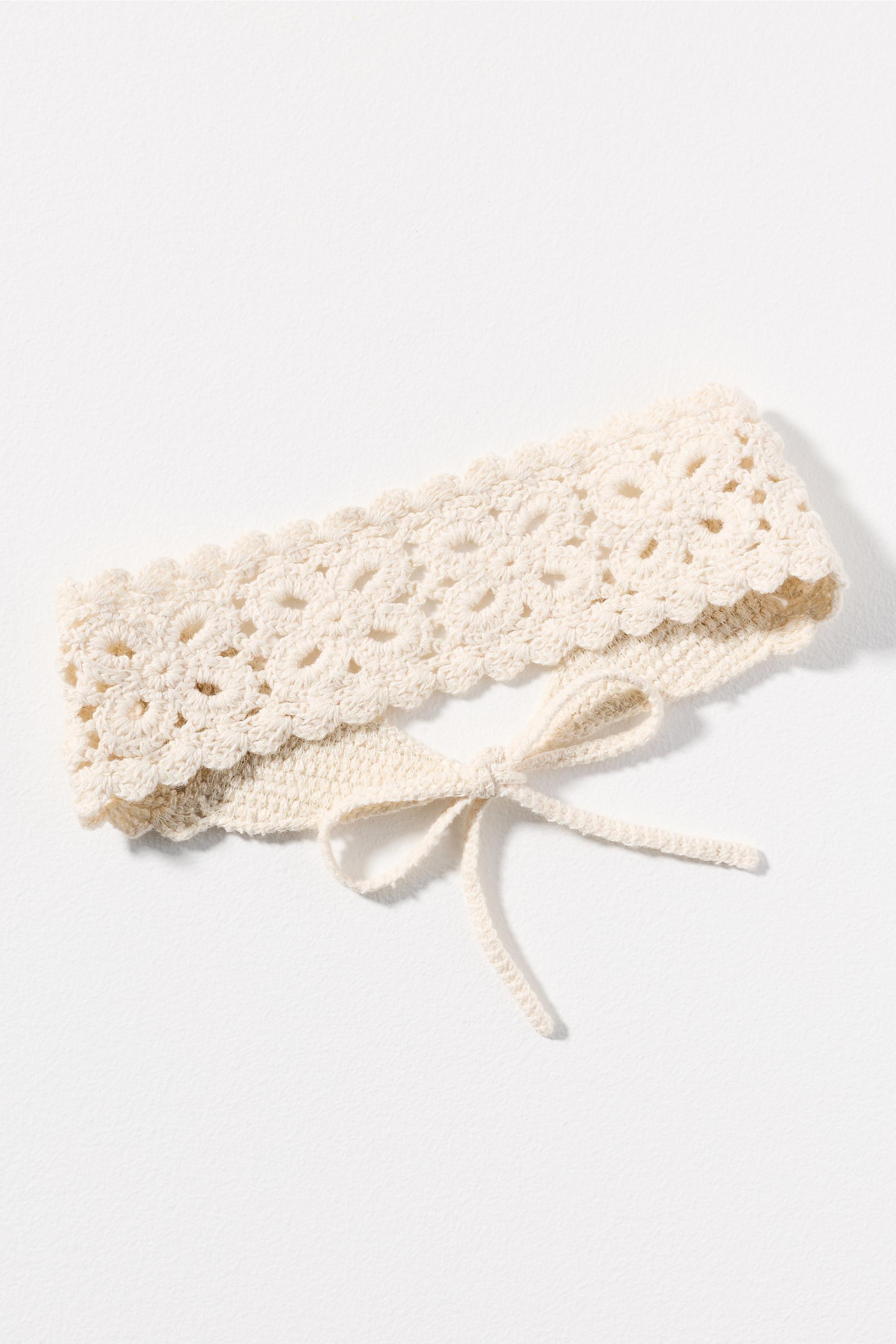 Cotton Crochet Headscarf, White, A501_0011, large image number 0