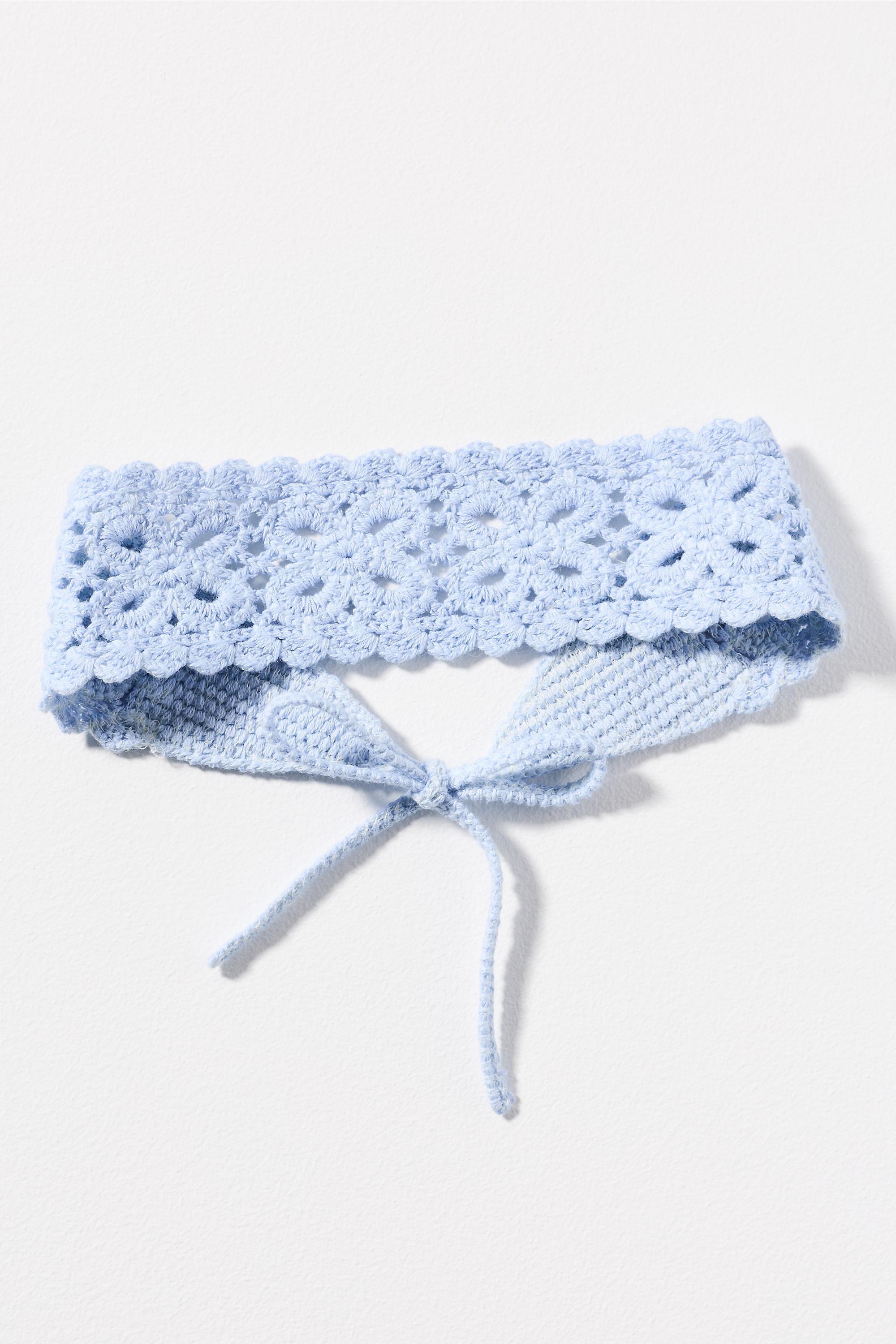 Cotton Crochet Headscarf, Blue, A501_0045, large image number 0