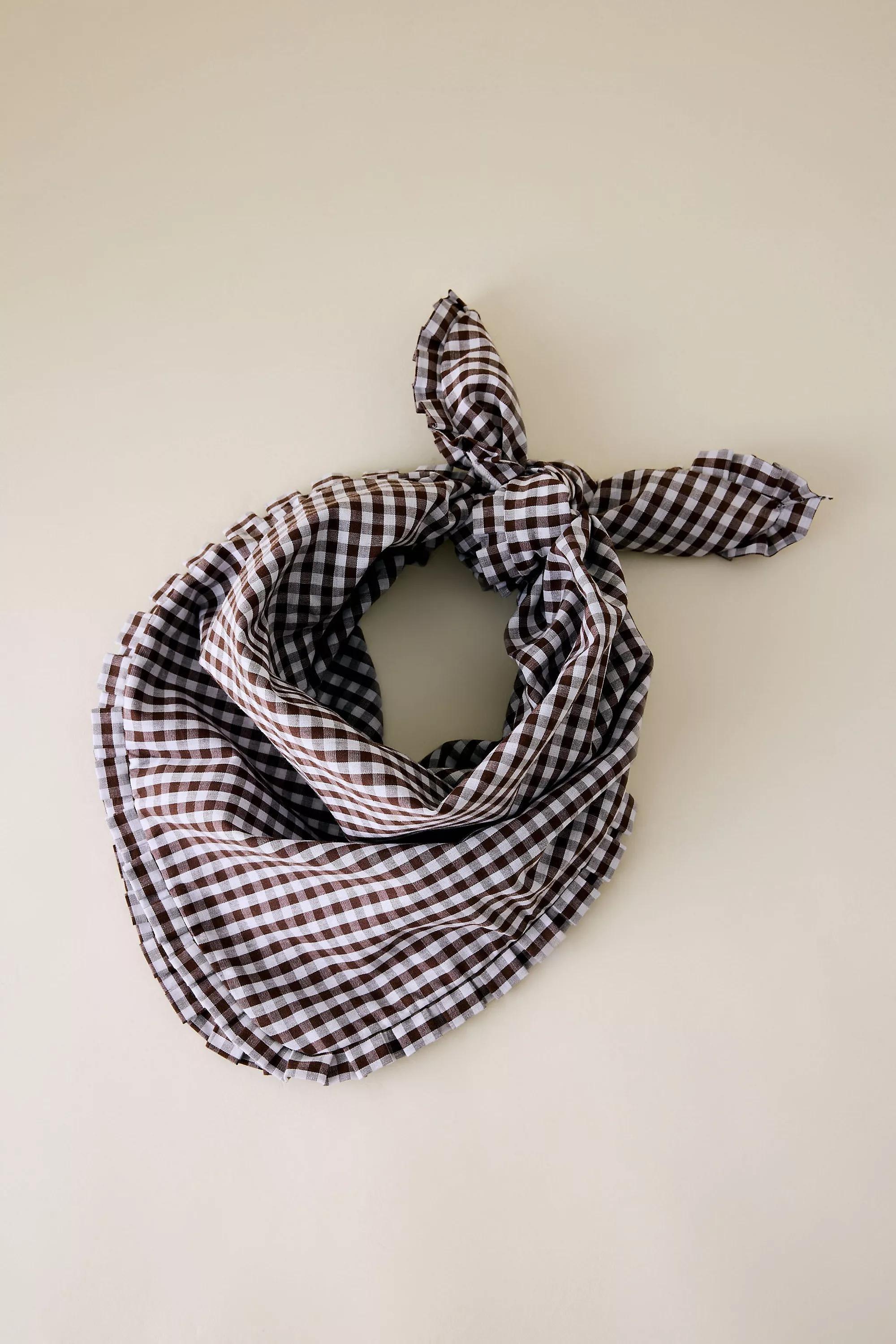 Gingham Headscarf Brown, A501_0021, large image number 0
