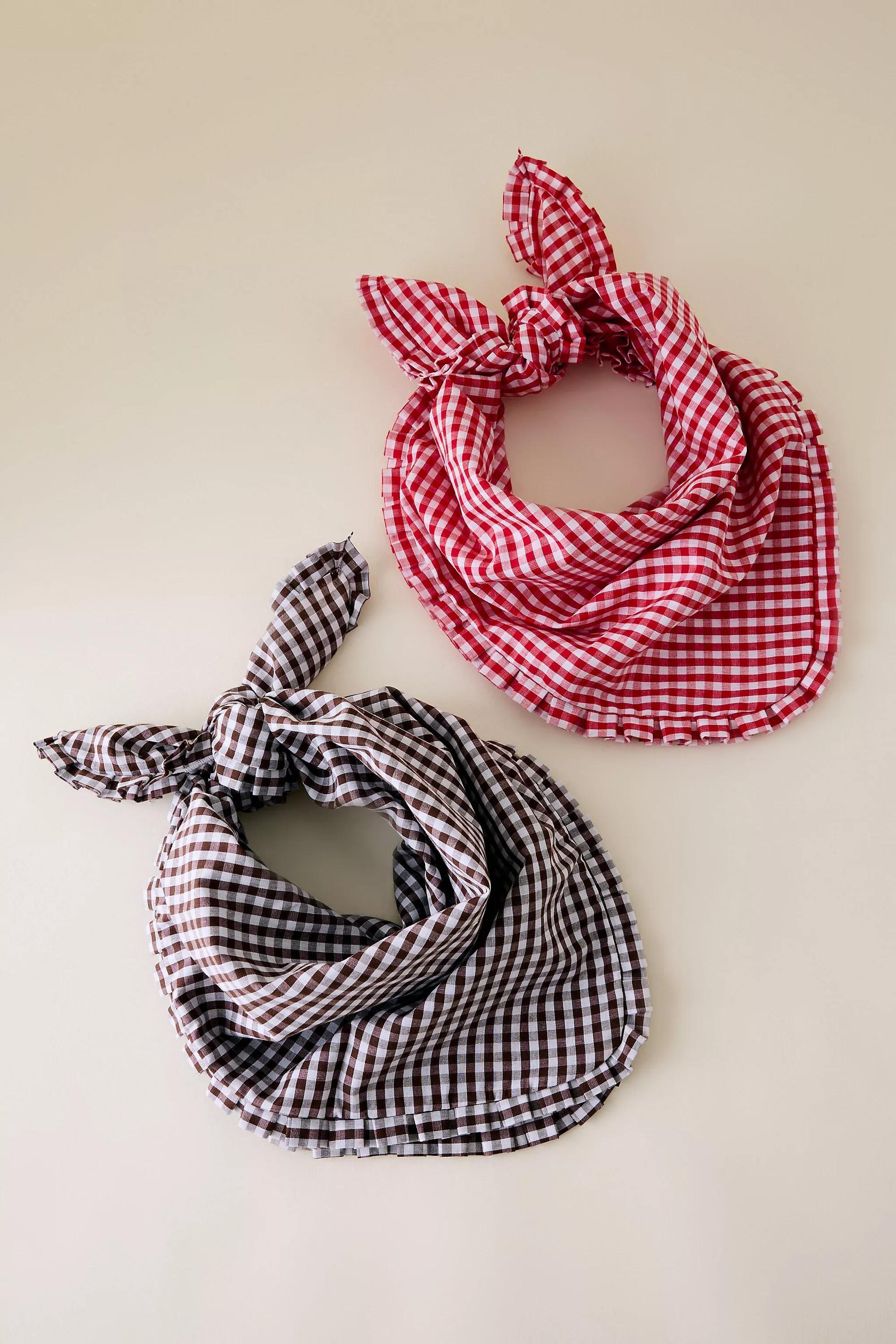 Gingham Headscarf Brown, A501_0021, medium