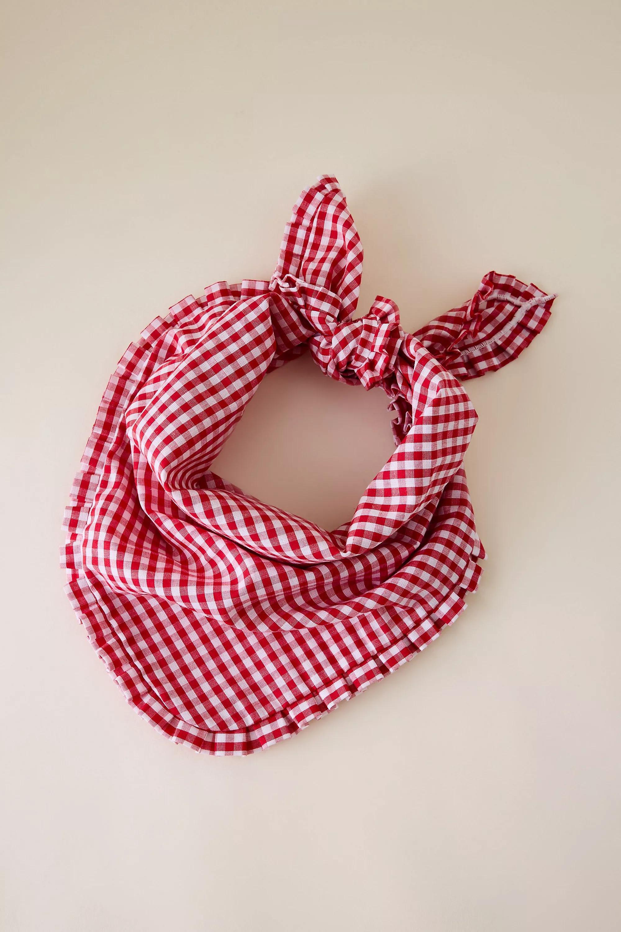Gingham Headscarf, Red, A501_0060, large image number 0