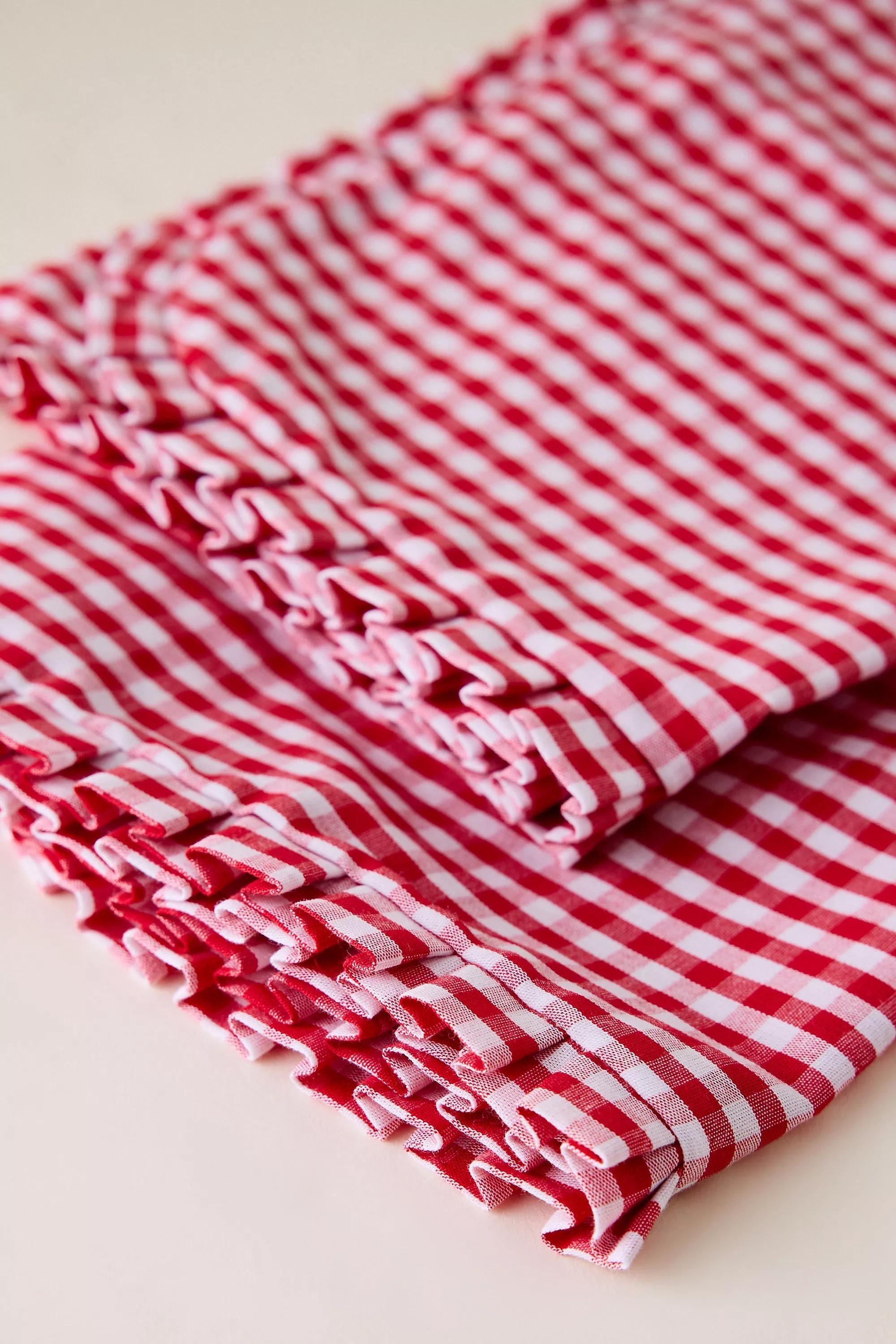 Gingham Headscarf, Red, A501_0060, large image number 3