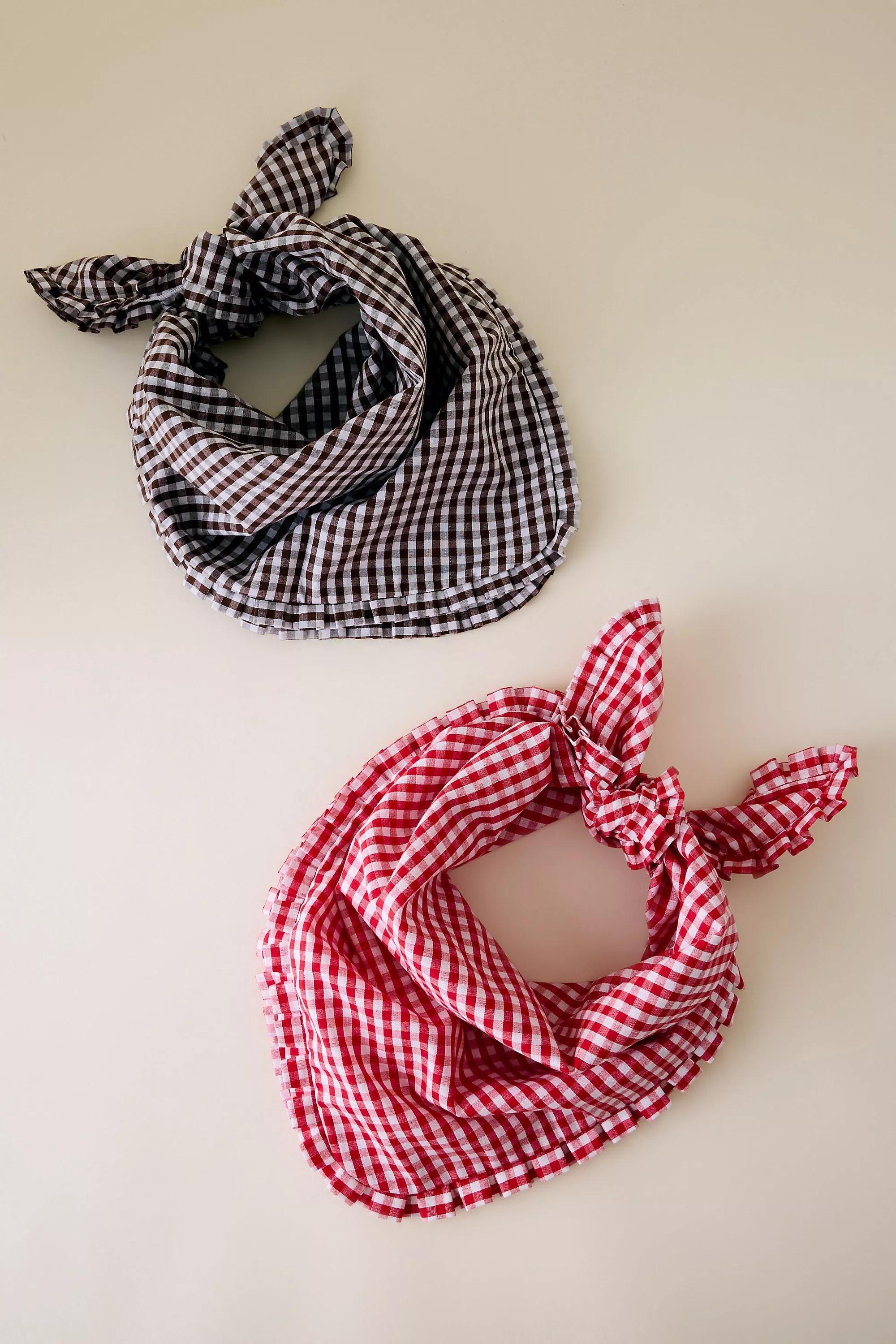 Gingham Headscarf, Red, A501_0060, large image number 4