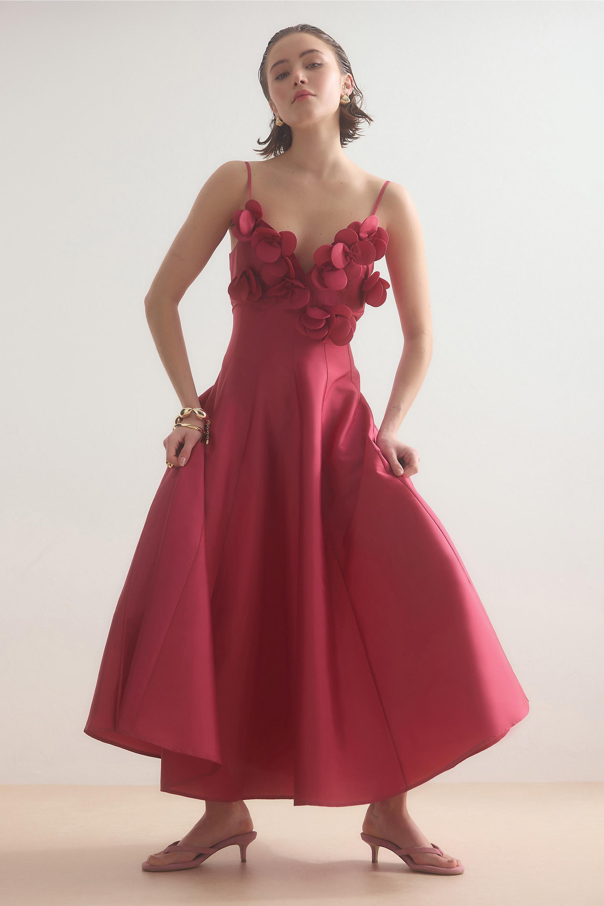 PINK By Anthropologie Rosie 3D Flower Midi Dress, A501_0066, large image number 3