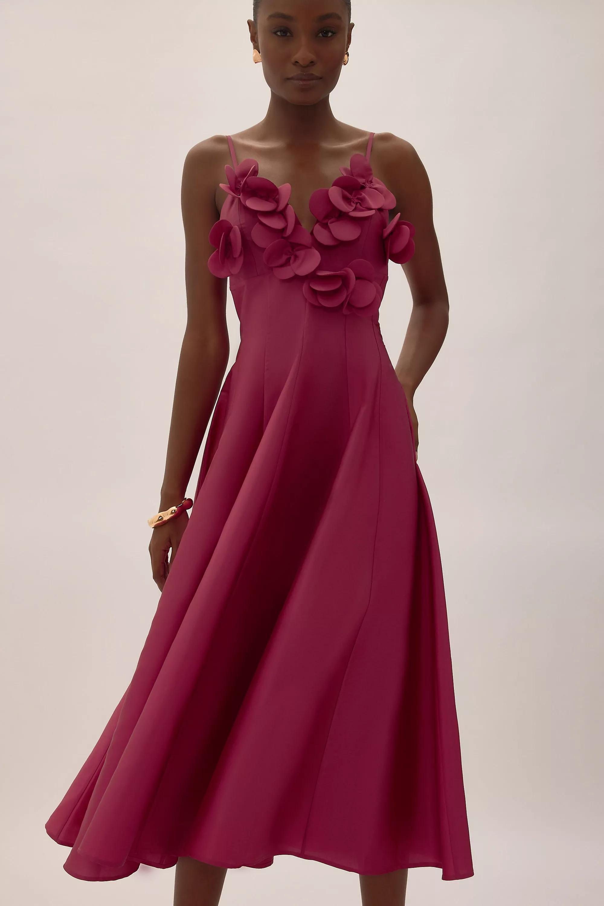 PINK By Anthropologie Rosie 3D Flower Midi Dress, A501_0066, large image number 4