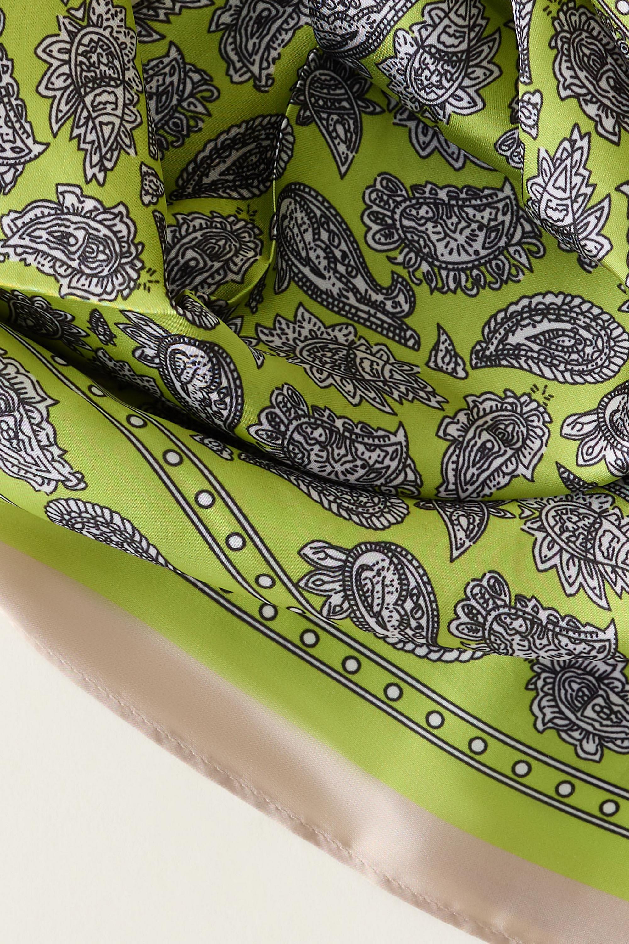 Paisley Print Headscarf, Green, A501_0030, medium