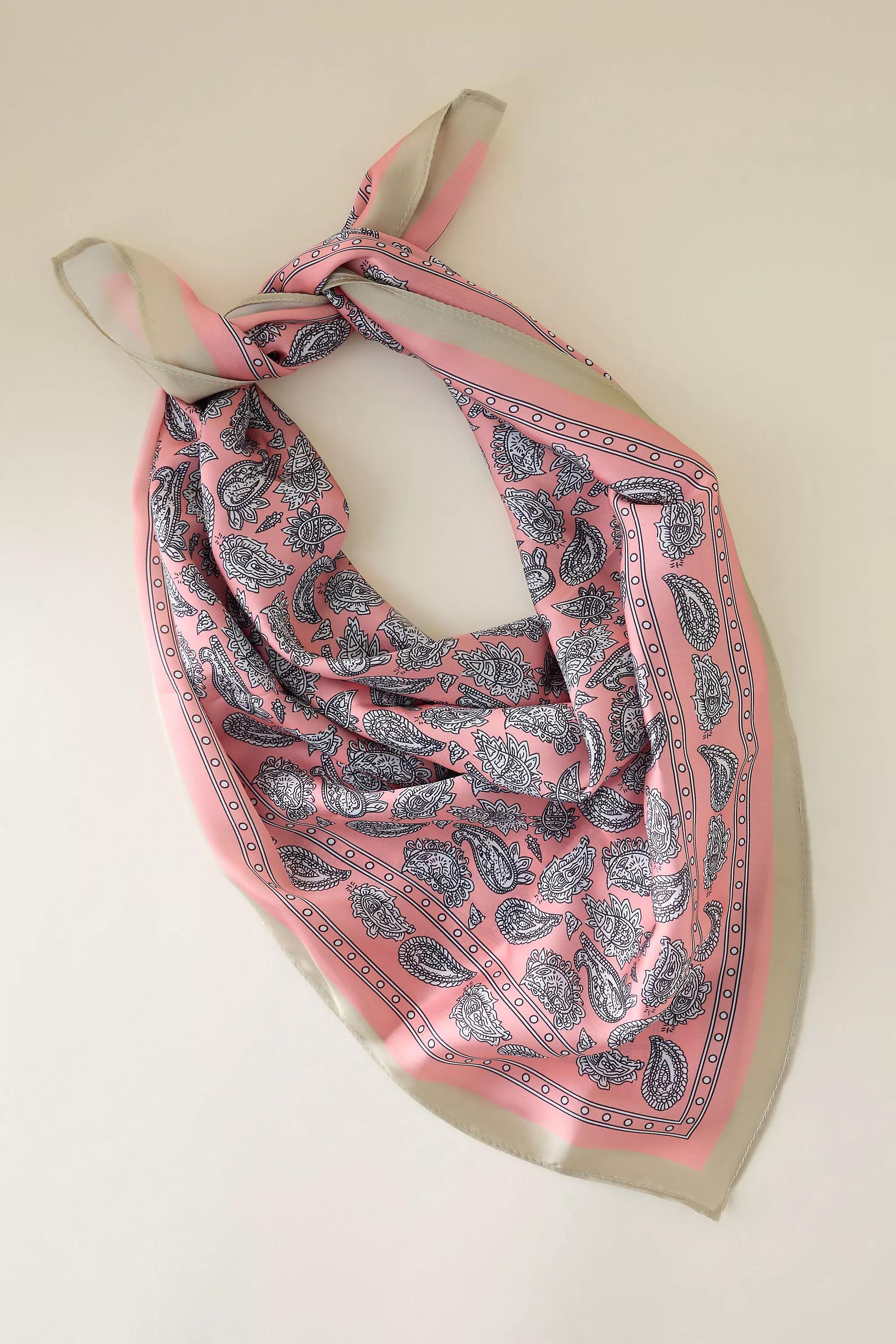 Paisley Print Headscarf, Pink, A501_0066, large image number 0