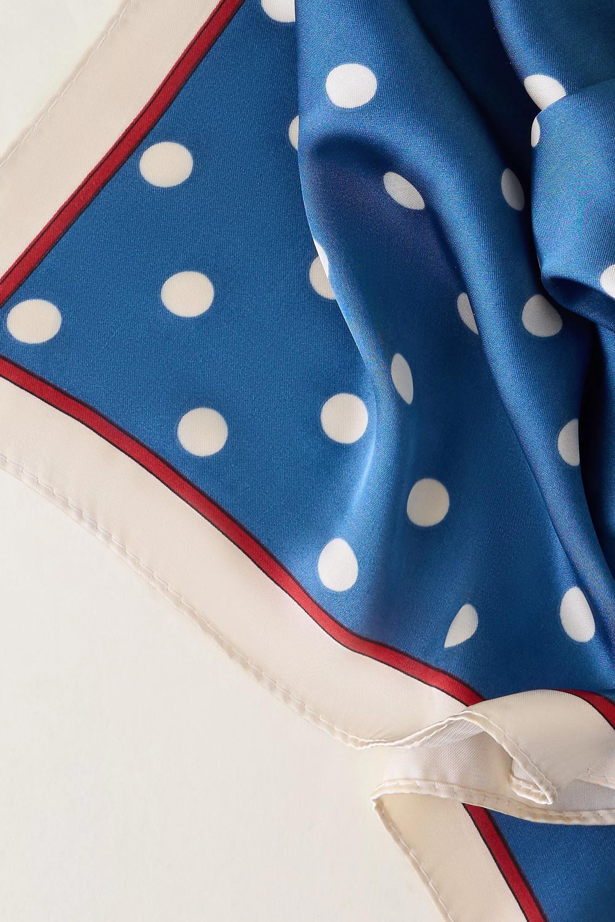 Polka Dot Hair Scarf, Blue, A501_0040, large image number 1