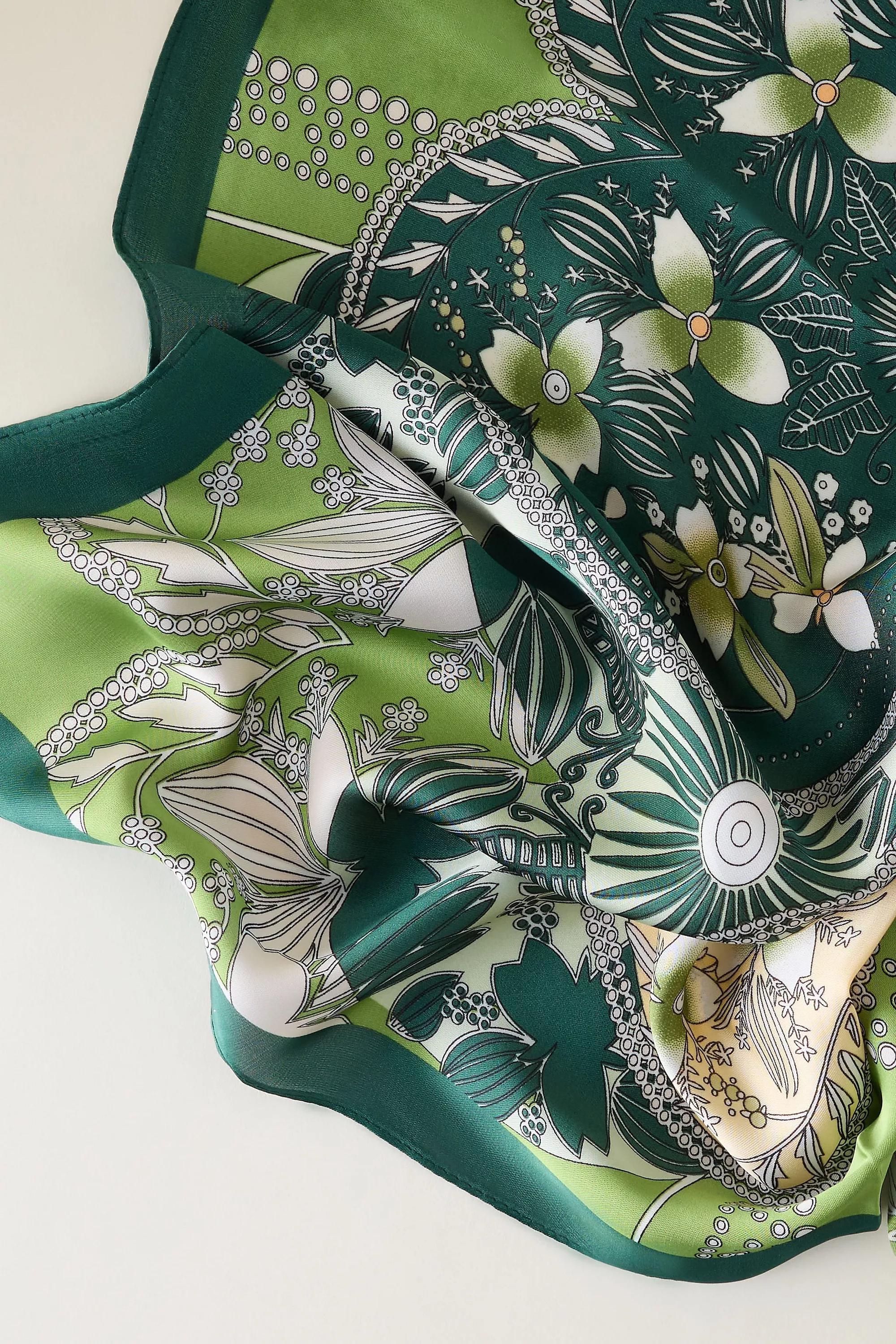 Floral Hair Scarf, Green, A501_0030, large image number 1