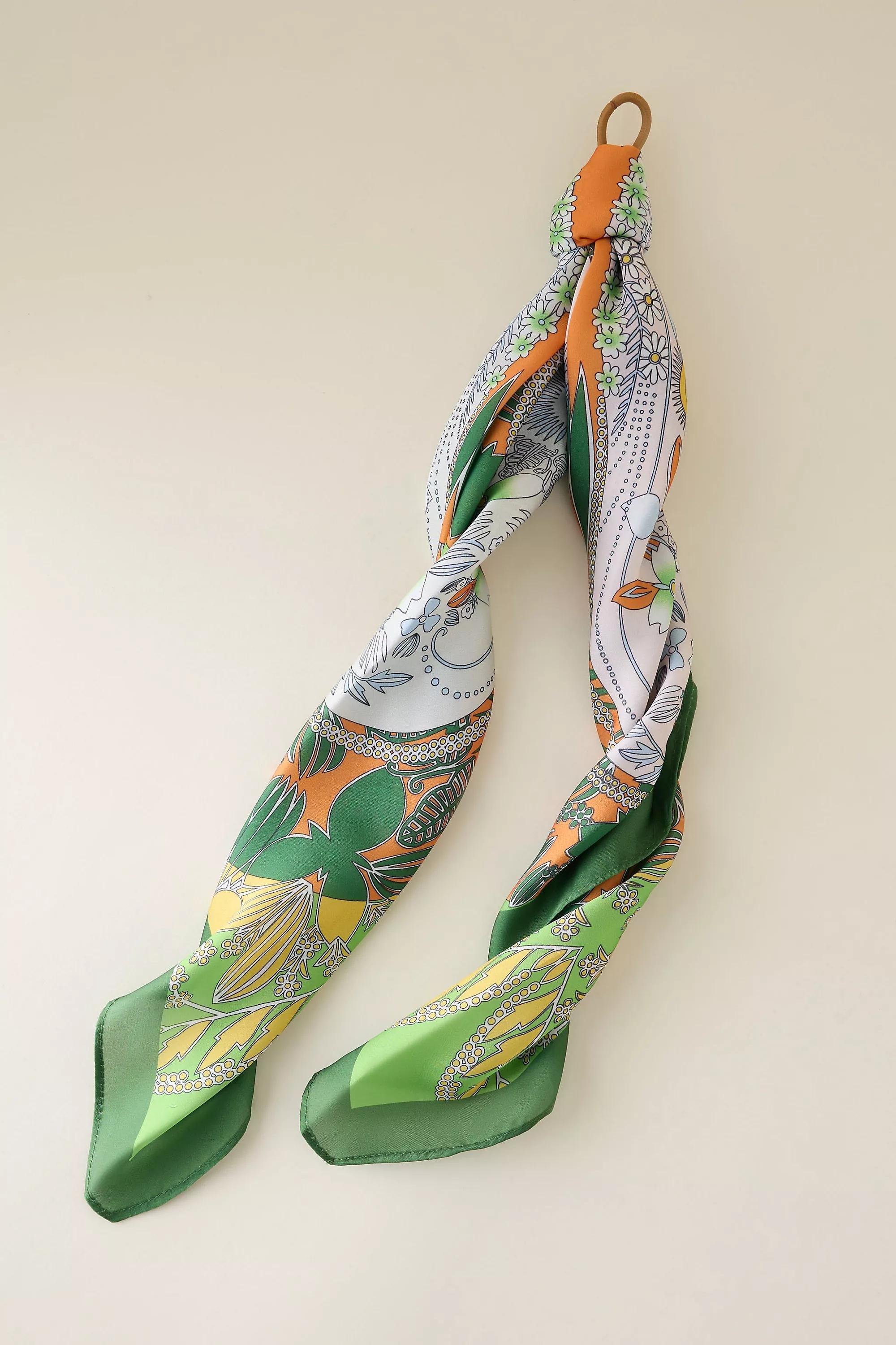 Floral Hair Scarf, Green, A501_0030, large image number 2