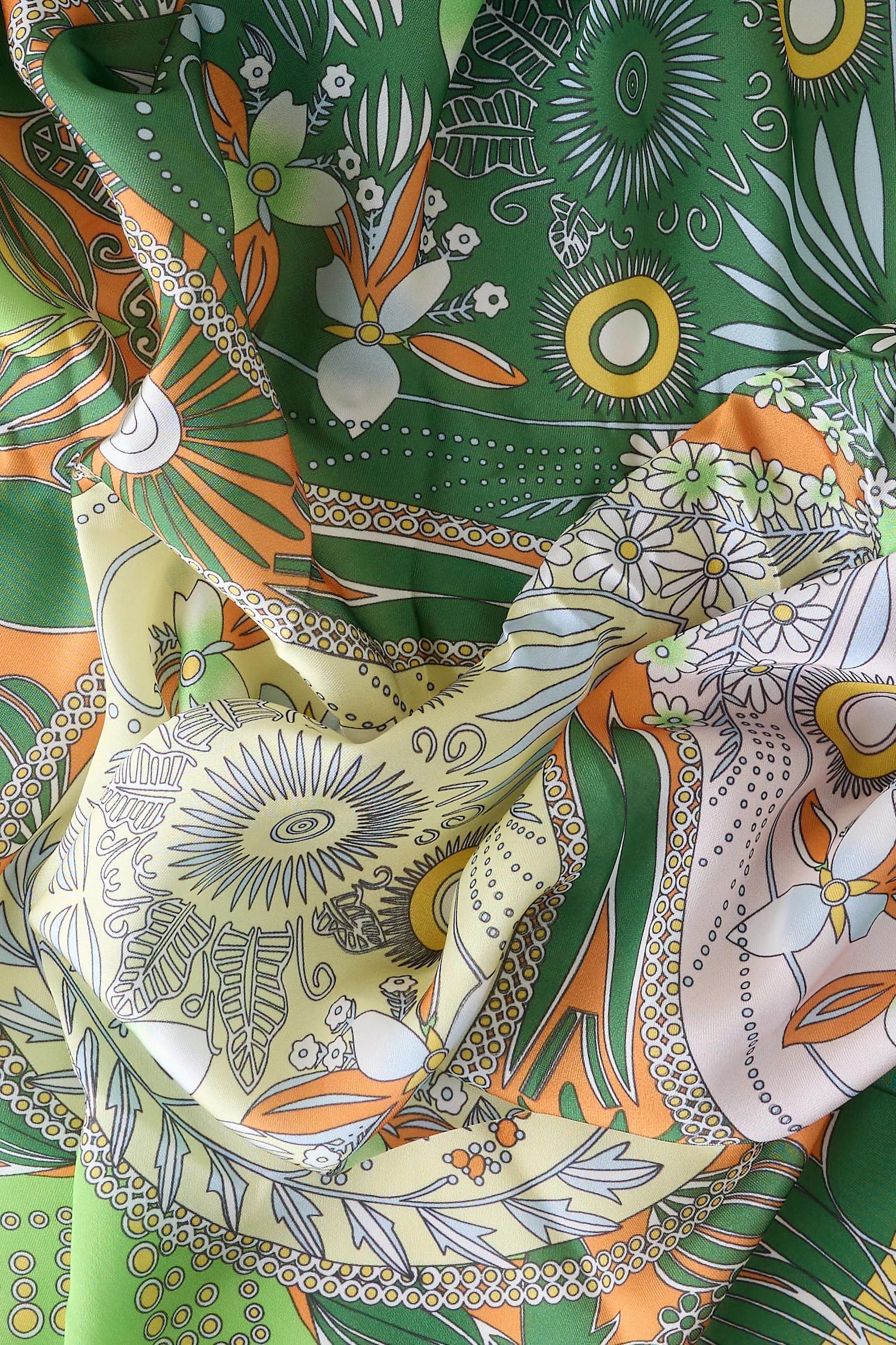 Floral Hair Scarf, Green, A501_0030, large image number 3