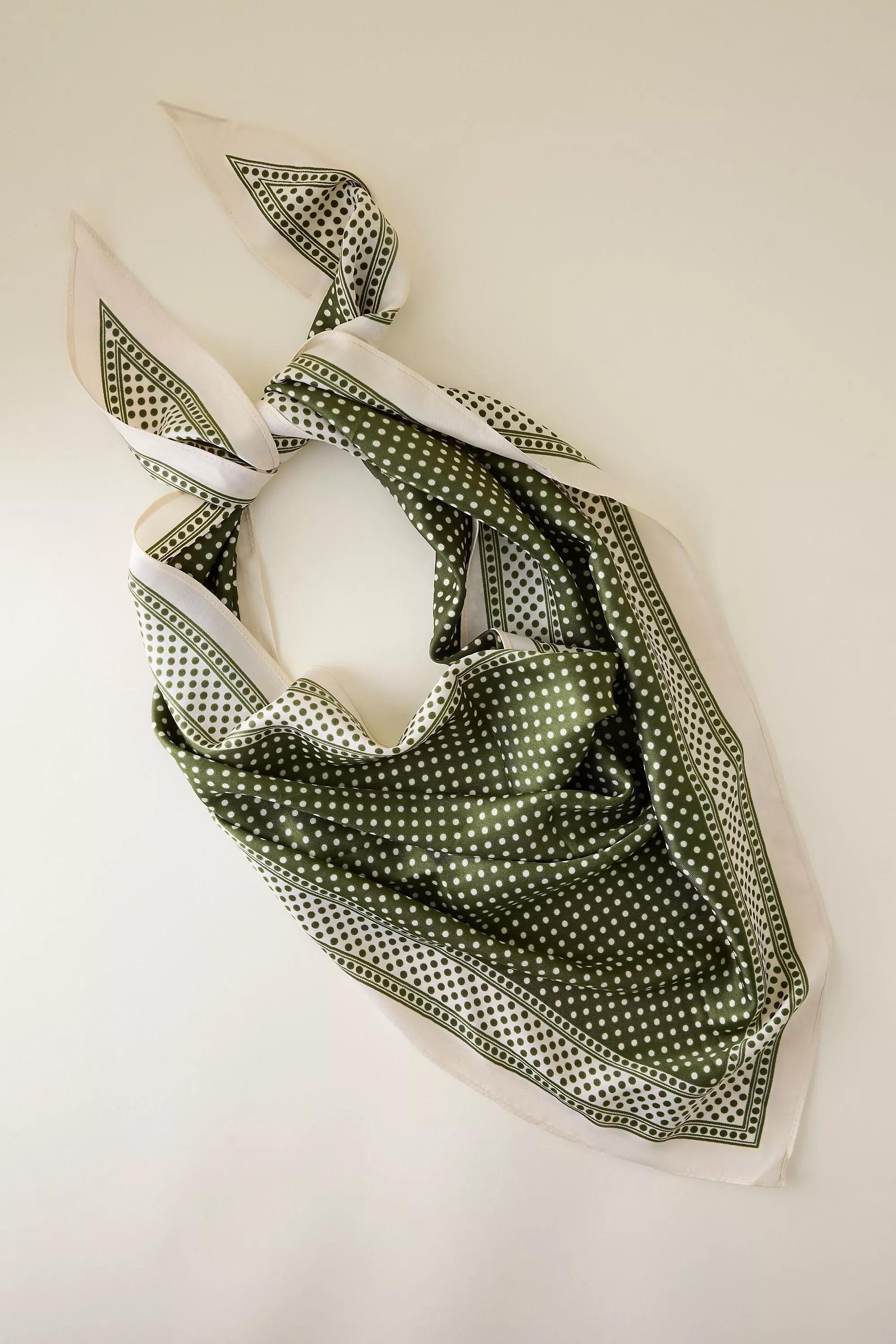 Polka Dot Triangle Headscarf, Green, A501_0030, large image number 0