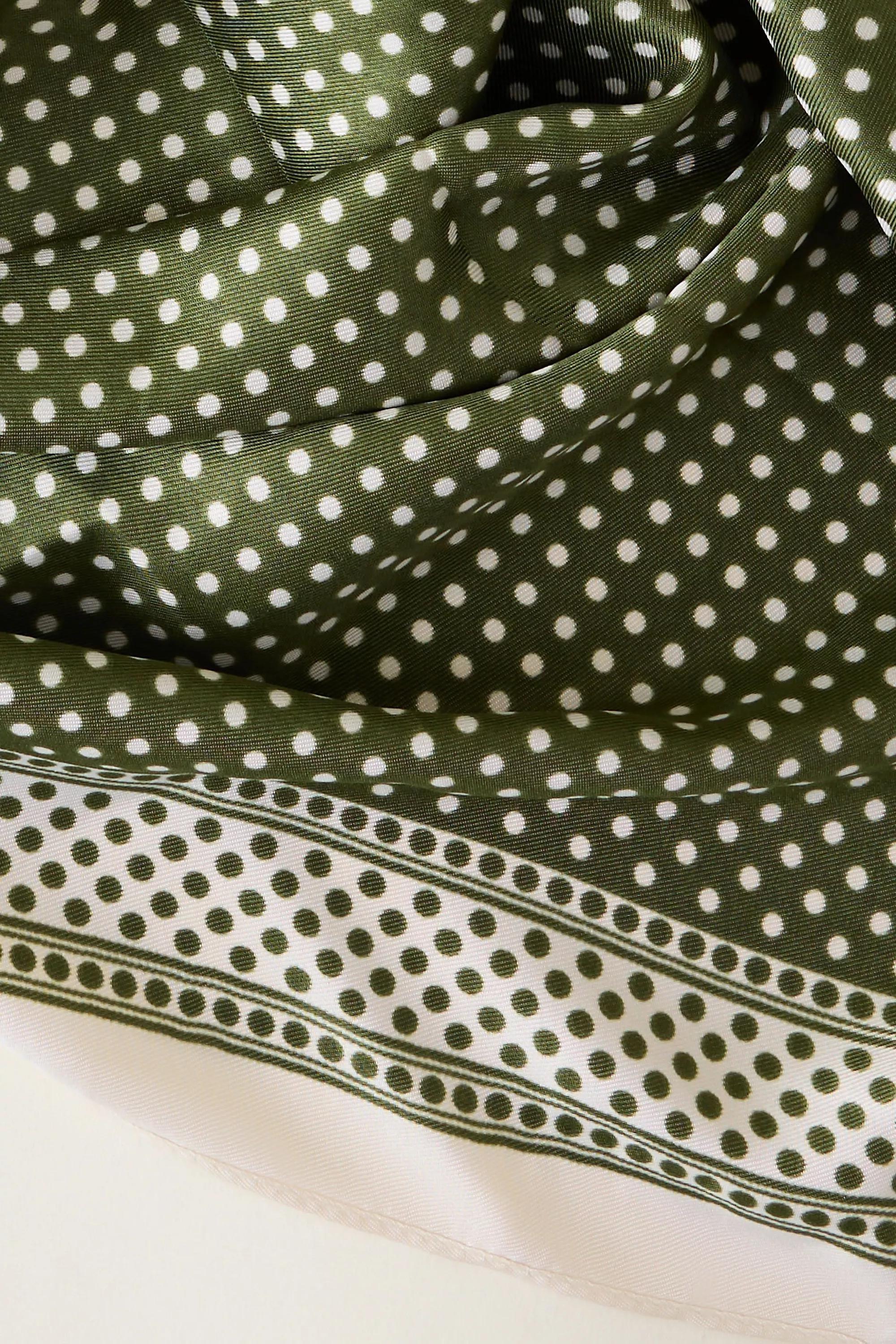 Polka Dot Triangle Headscarf, Green, A501_0030, large image number 1