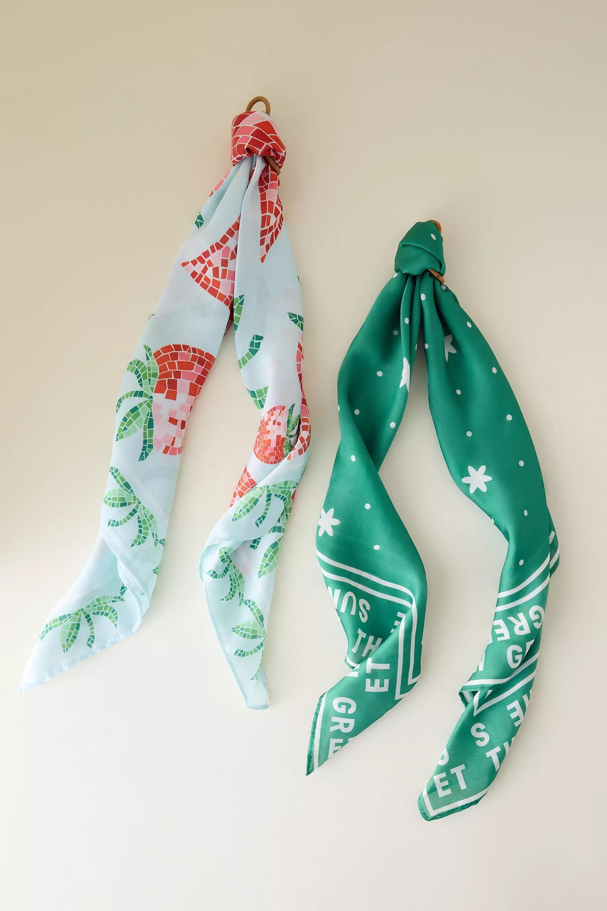 By Celandine Hair Scarves, Set Of 2, Green, A501_0030, large image number 0