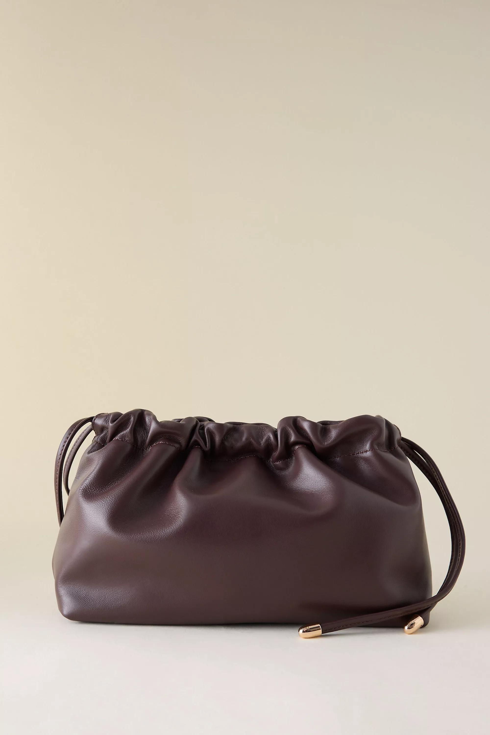 Leather Drawstring Clutch Bag, Brown, A501_0021, large image number 3