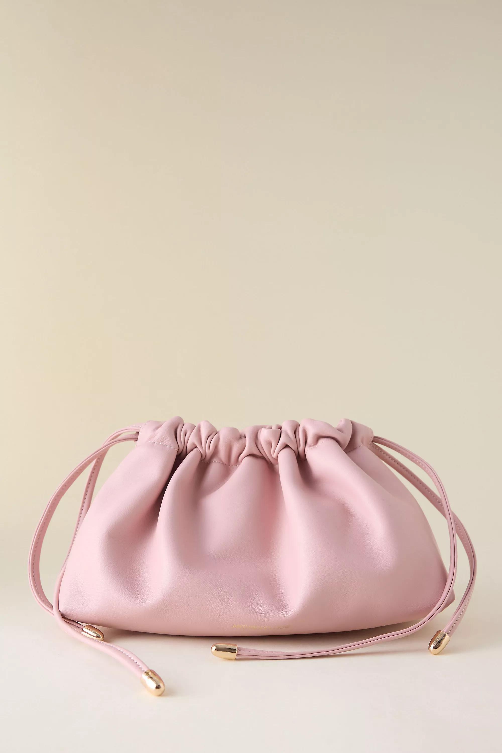 Leather Drawstring Clutch Bag, Pink, A501_0066, large image number 0