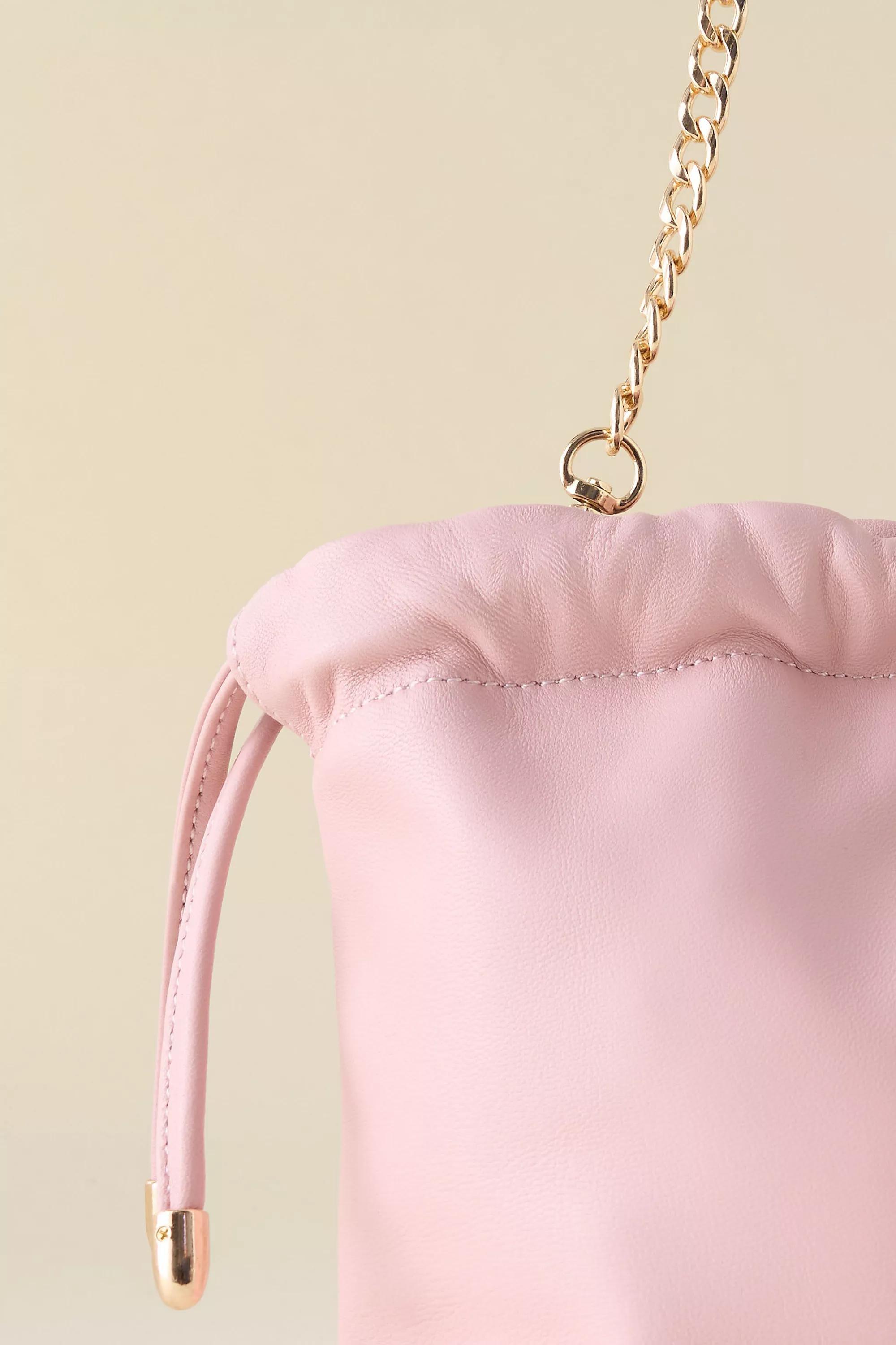 Leather Drawstring Clutch Bag, Pink, A501_0066, large image number 2