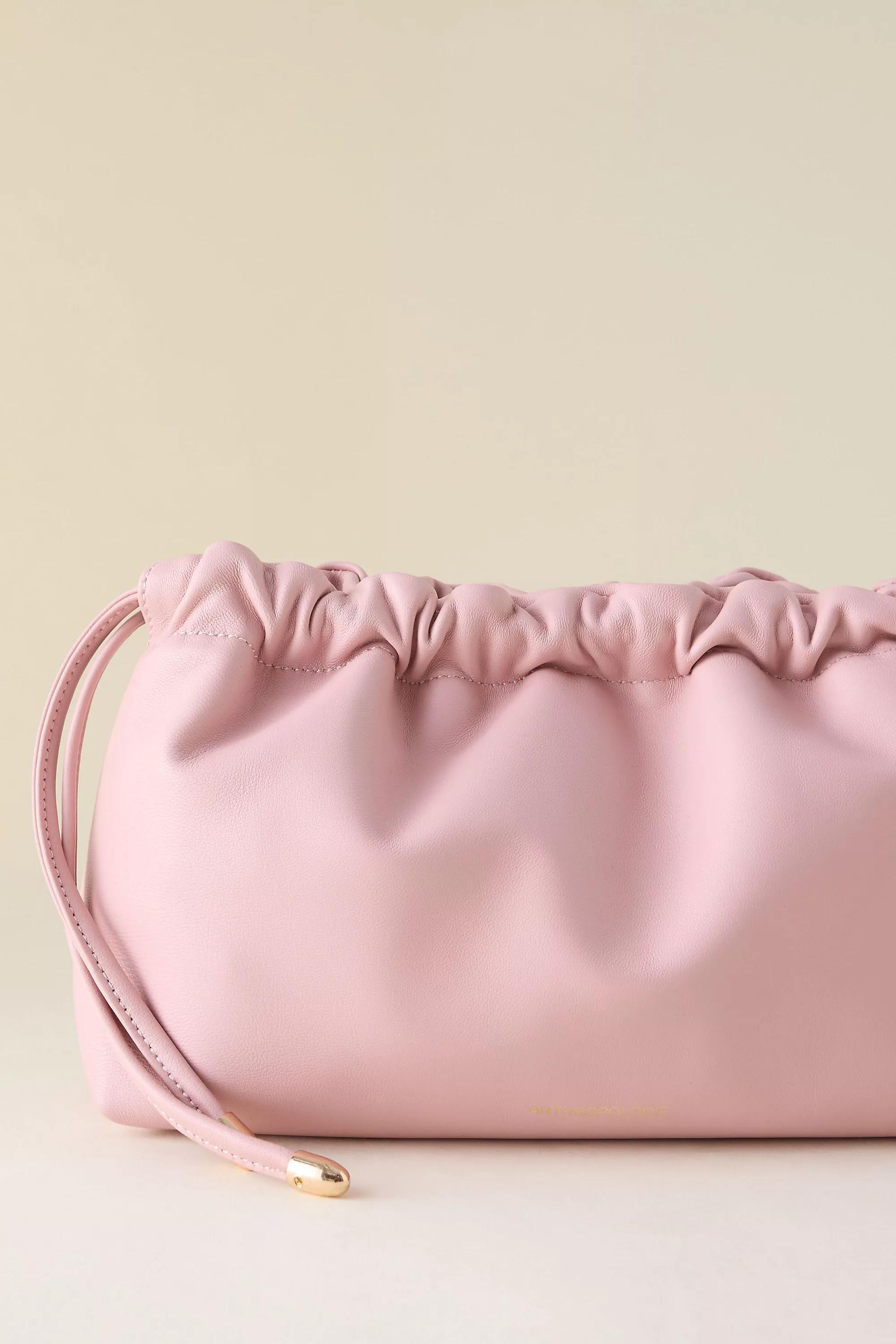 Leather Drawstring Clutch Bag, Pink, A501_0066, large image number 3