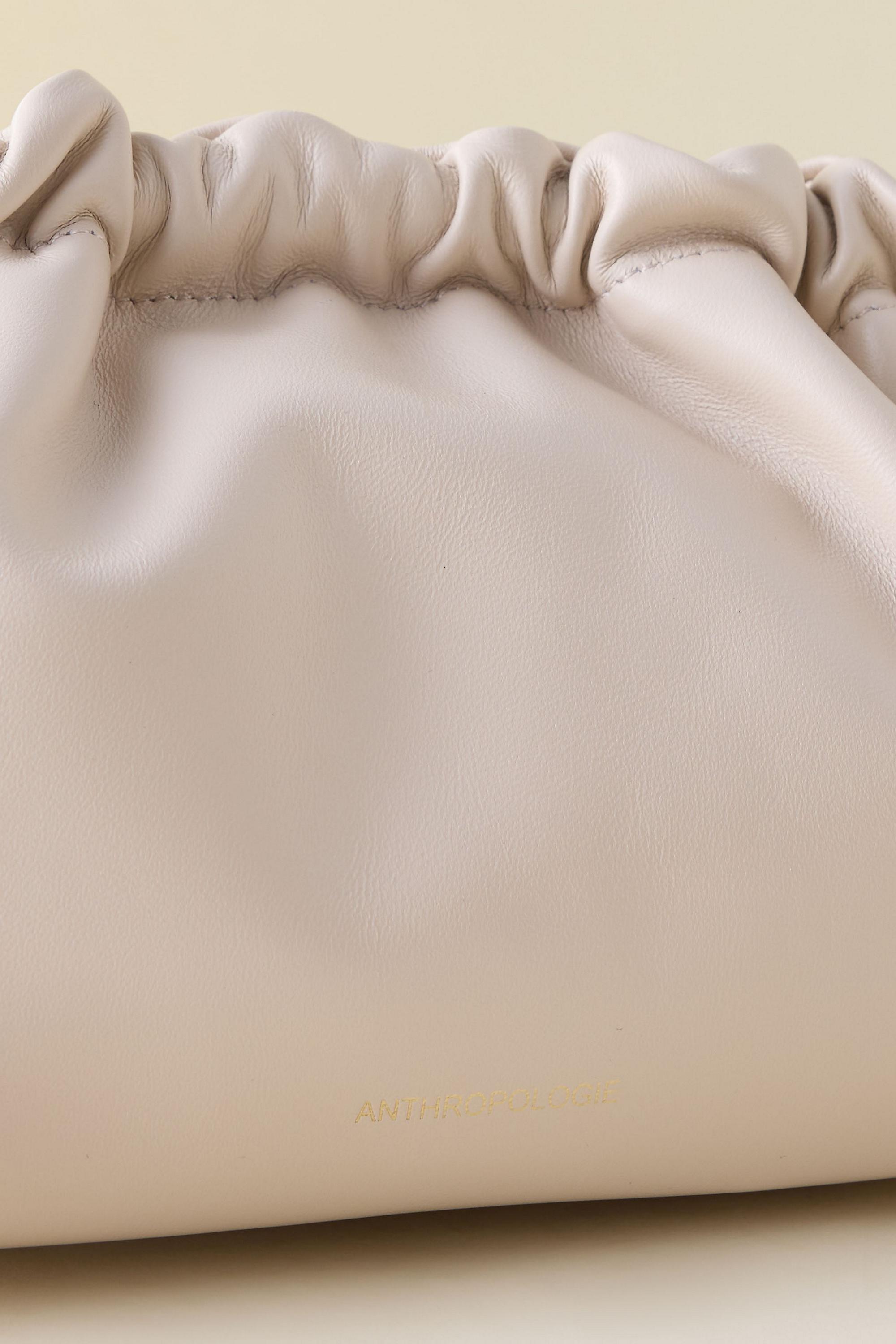 Leather Drawstring Clutch Bag, Cream, A501_0898, large image number 4
