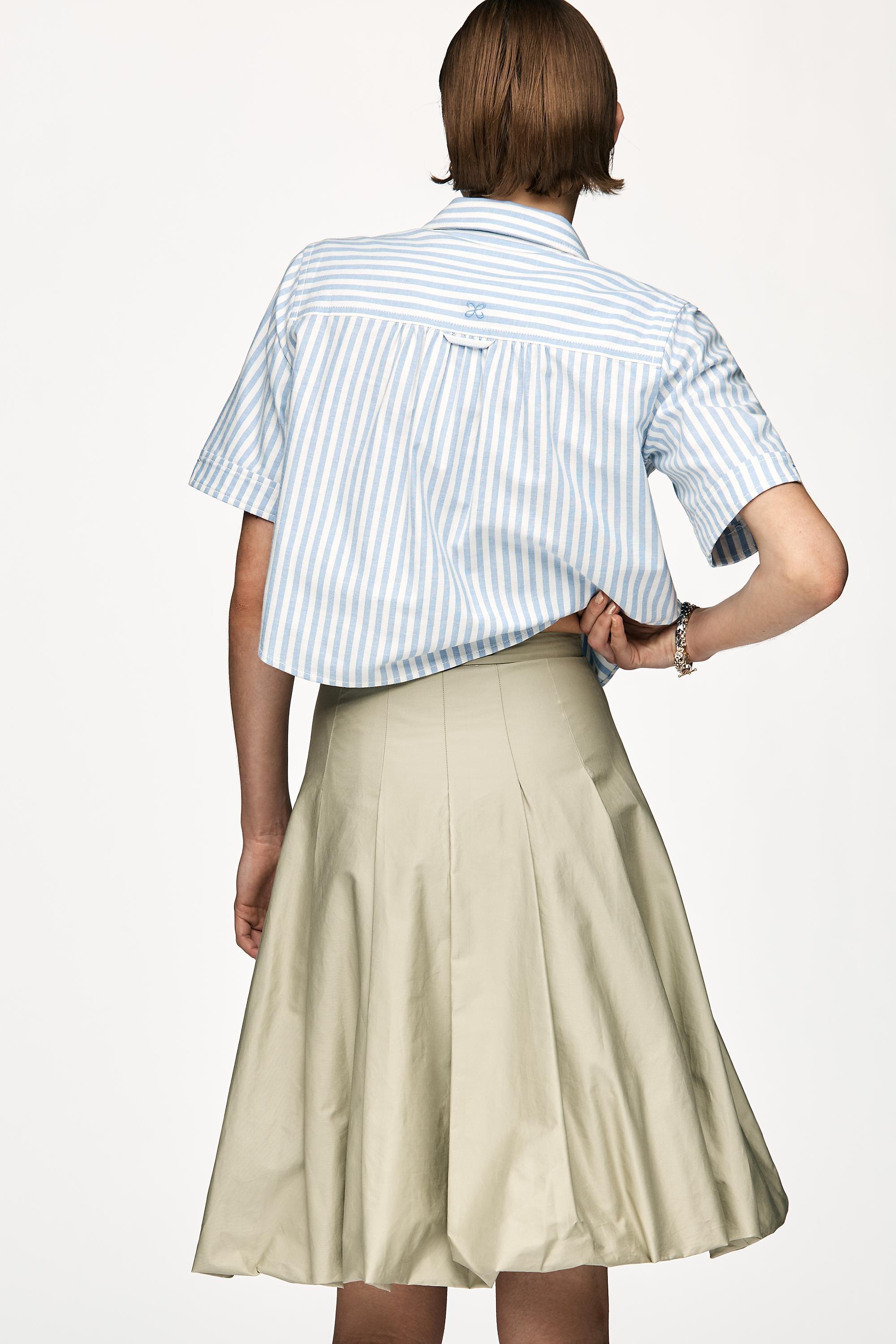 Mare Mare Cotton Pleated Bubble-Hem Midi Skirt, Khaki, A501_0036, large image number 2