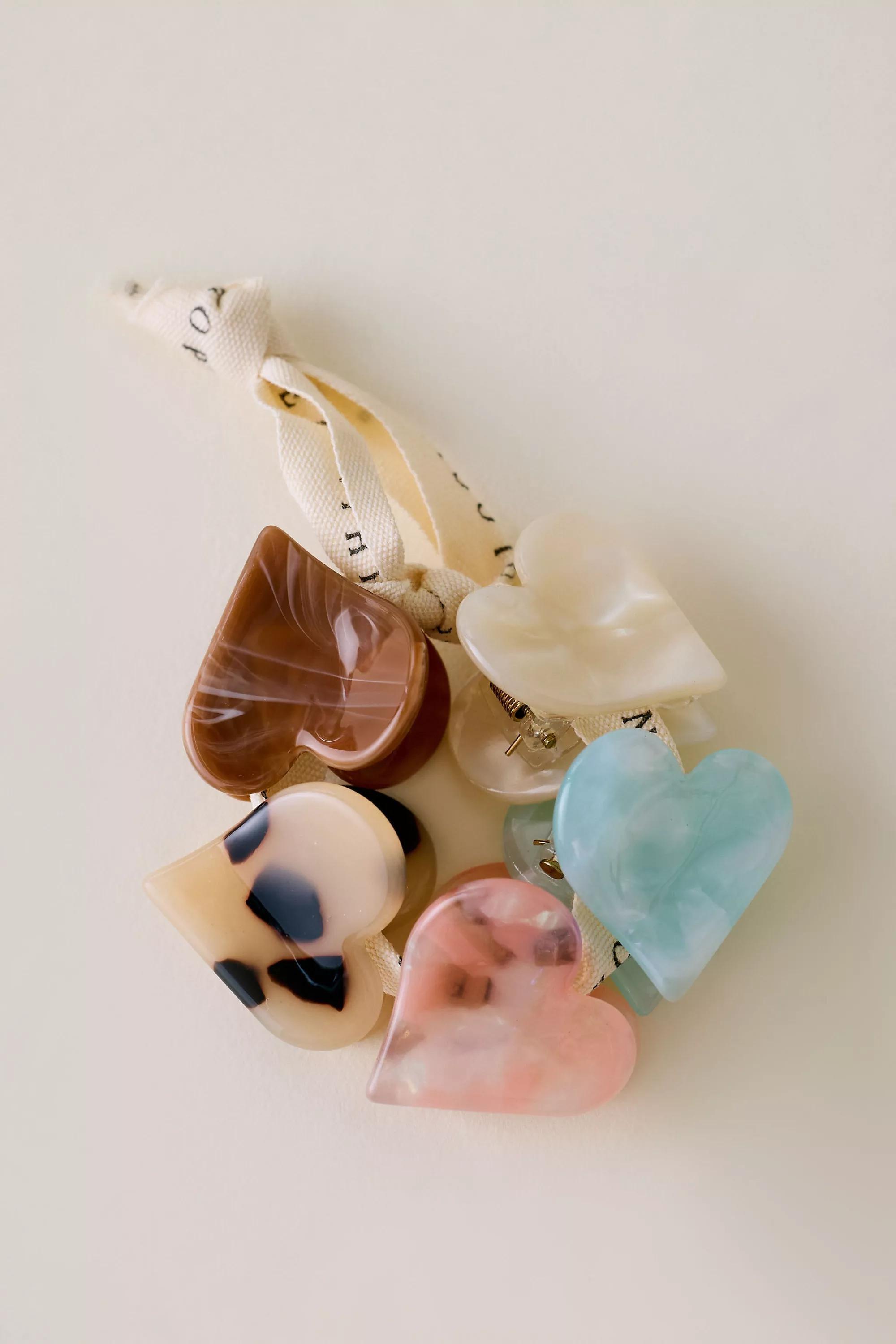 Mini Heart Hair Claw Clips, Set Of 5, Multicolour, A501_0000, large image number 2