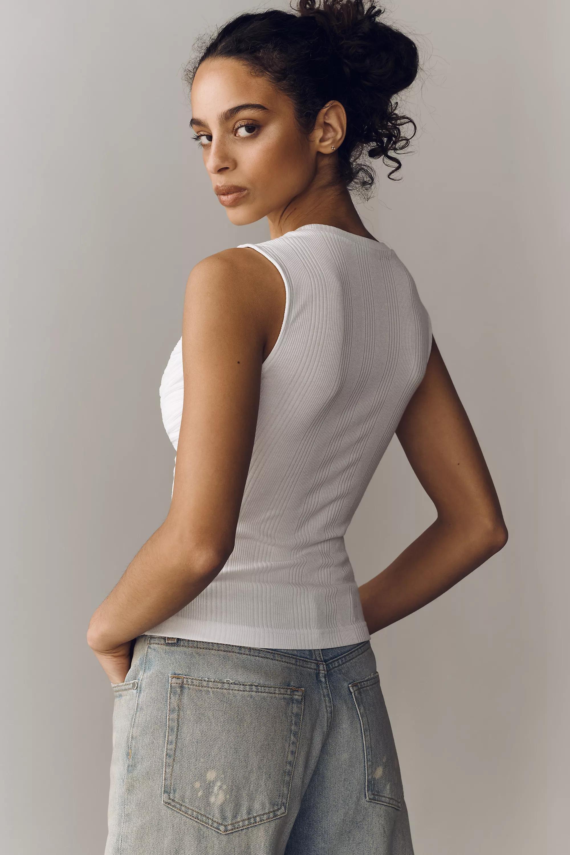 By Anthropologie Twisted Crew-Neck Tank Top, White, White, large image number 1