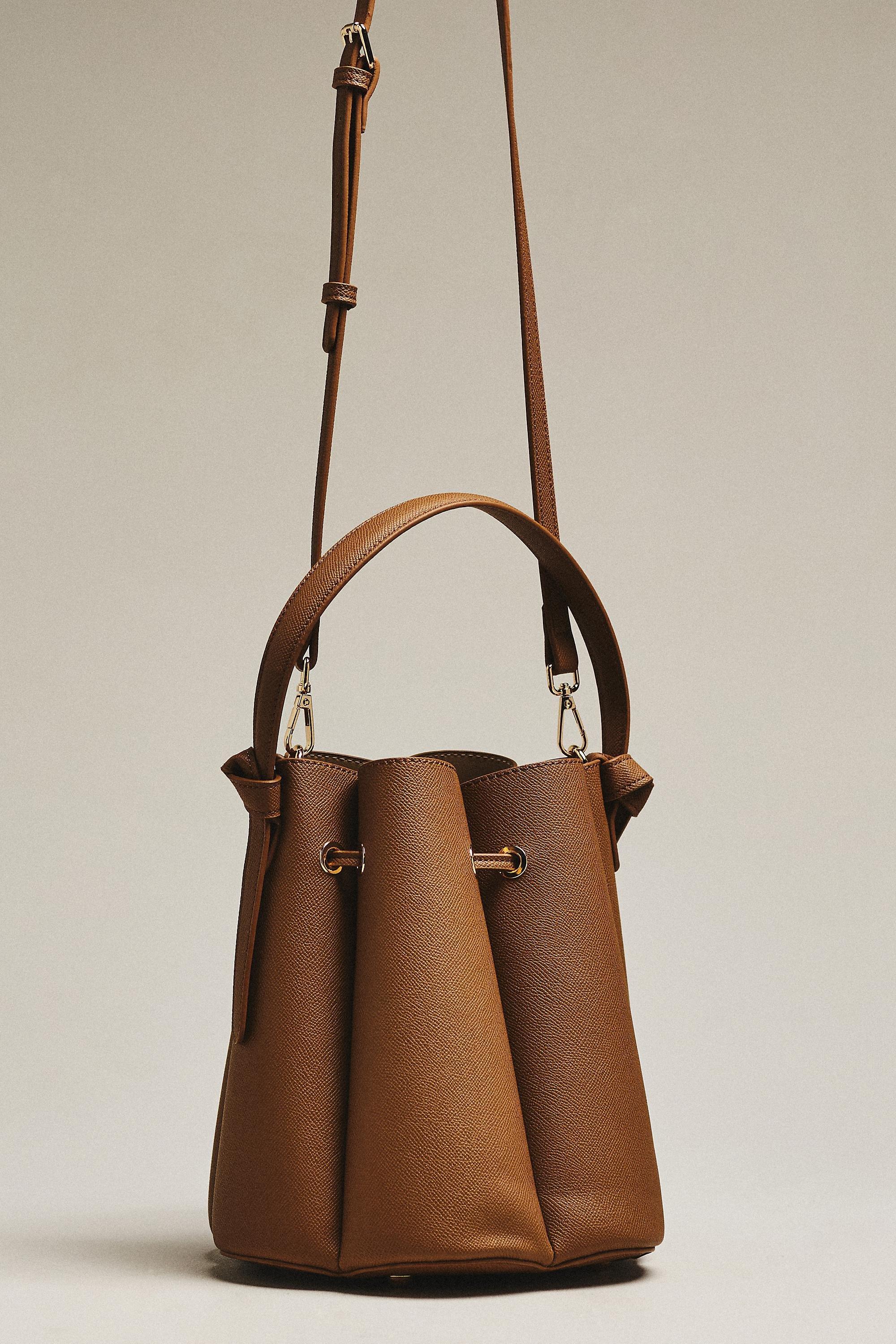BEIGE Laguna Cinched Vegan Leather Bucket Bag, Women, Beige, medium