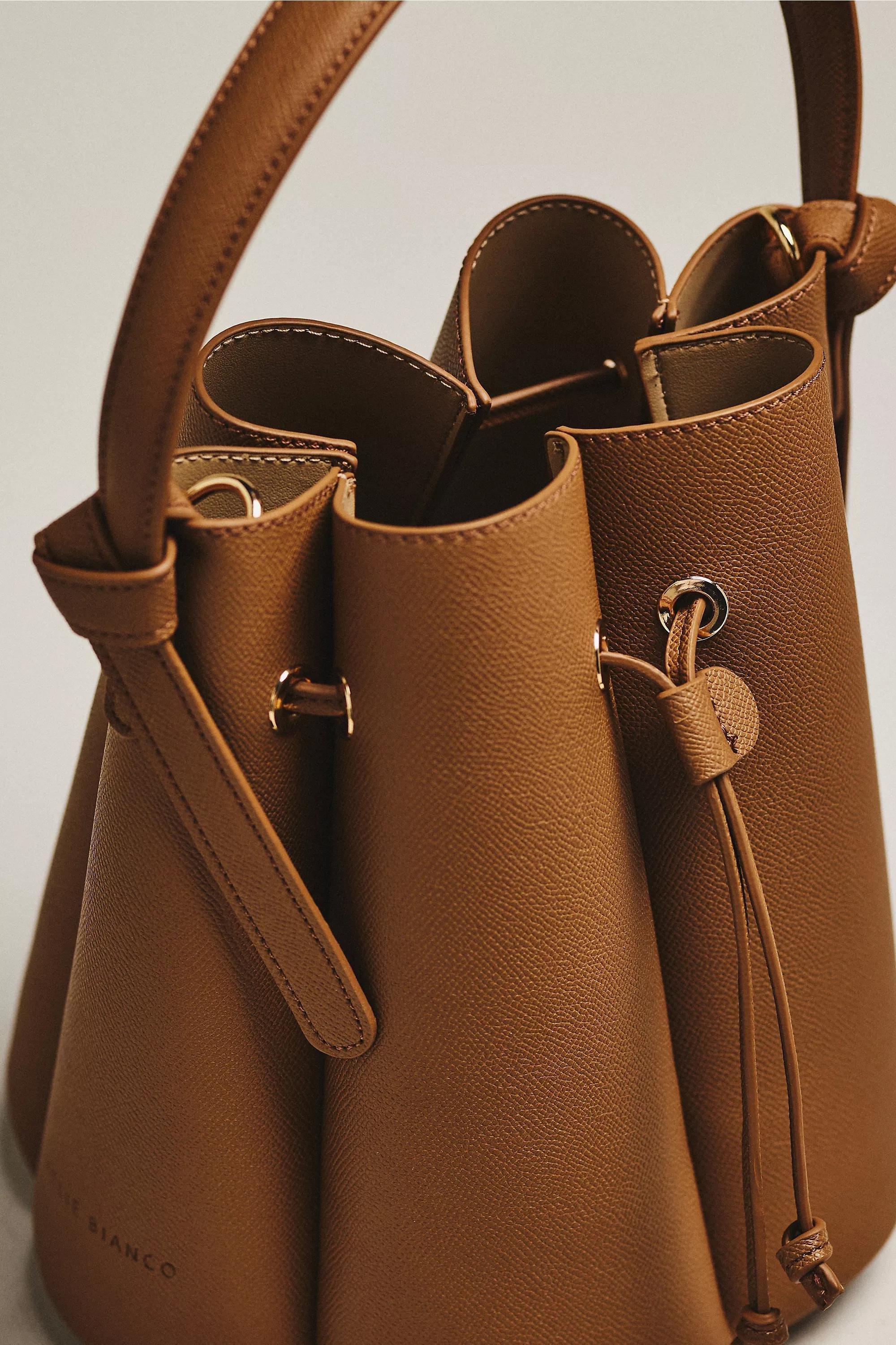 BEIGE Laguna Cinched Vegan Leather Bucket Bag, Women, Beige, large image number 4