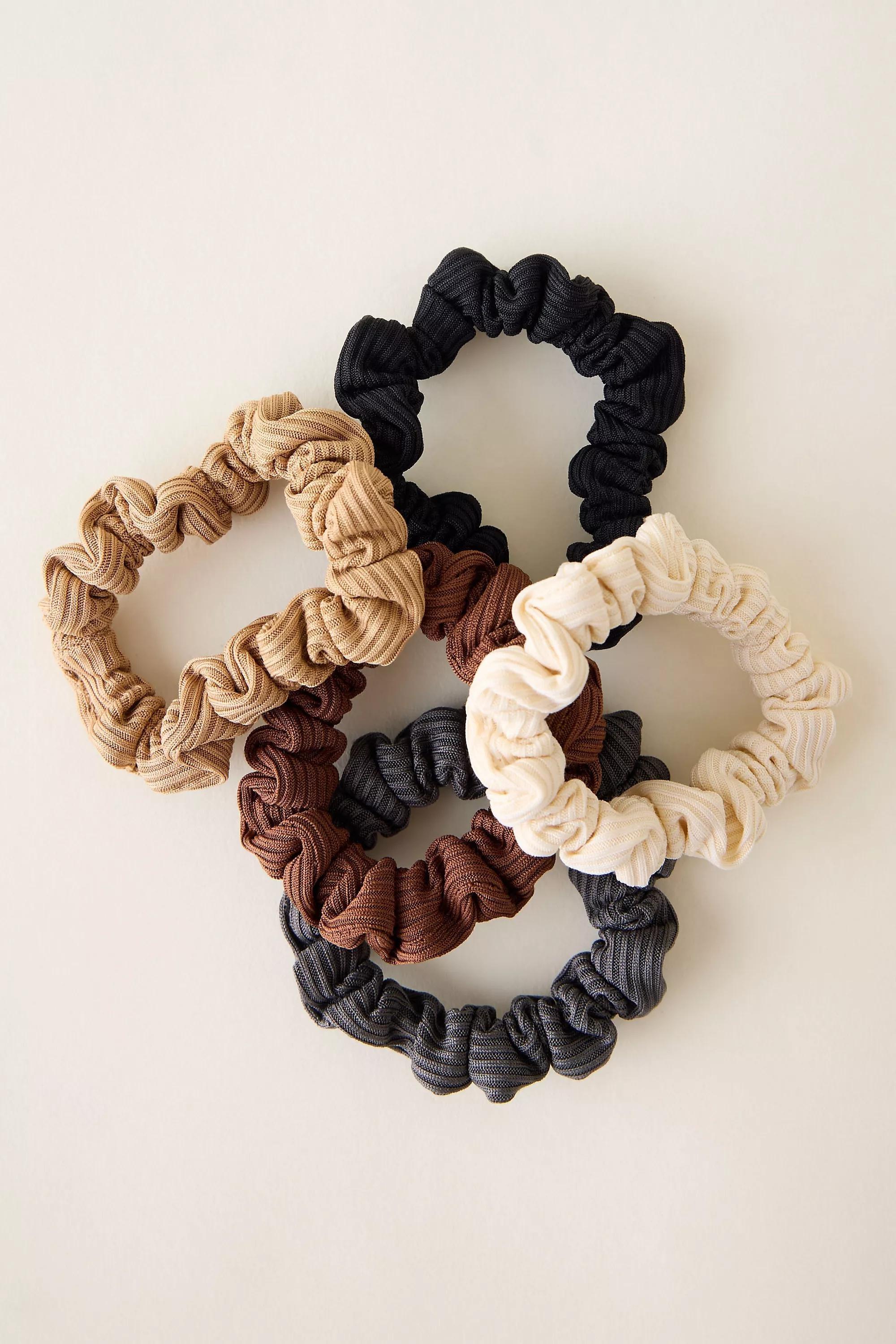 Ribbed Hair Ties, Set Of 5, White, A501_0014, large image number 0