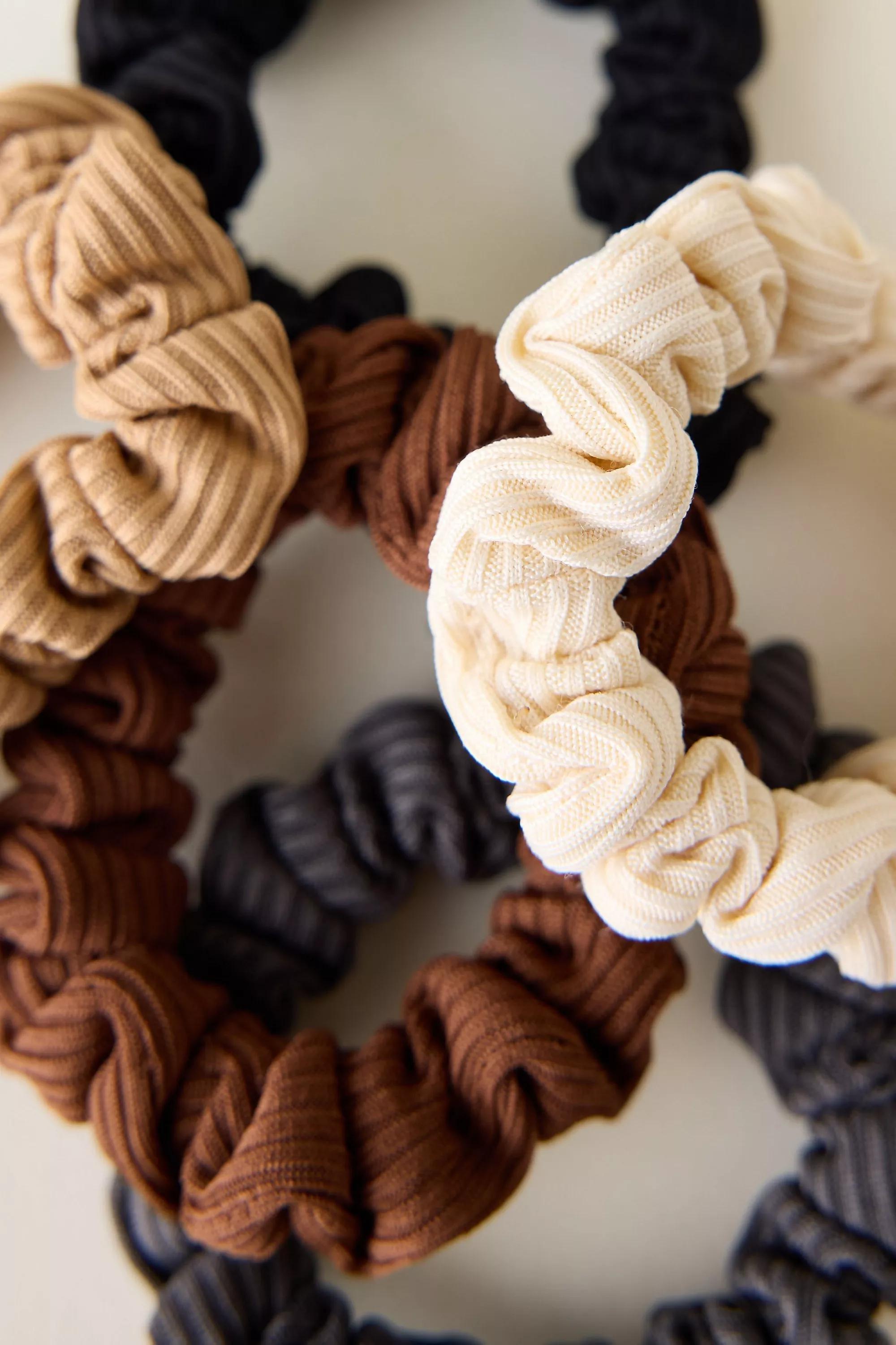 Ribbed Hair Ties, Set Of 5, White, A501_0014, large image number 2