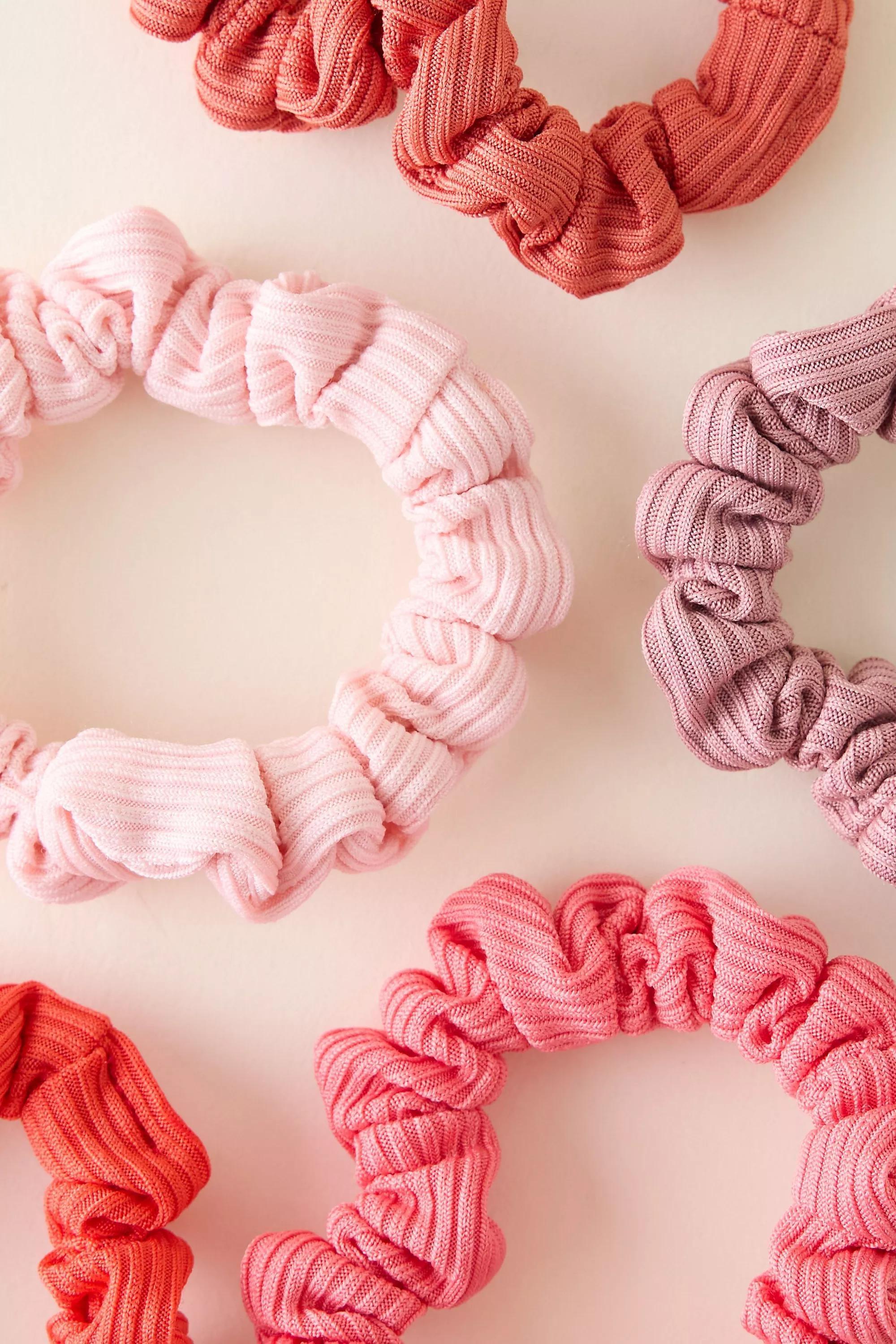 Ribbed Hair Ties, Set Of 5, Pink, A501_0066, large image number 1