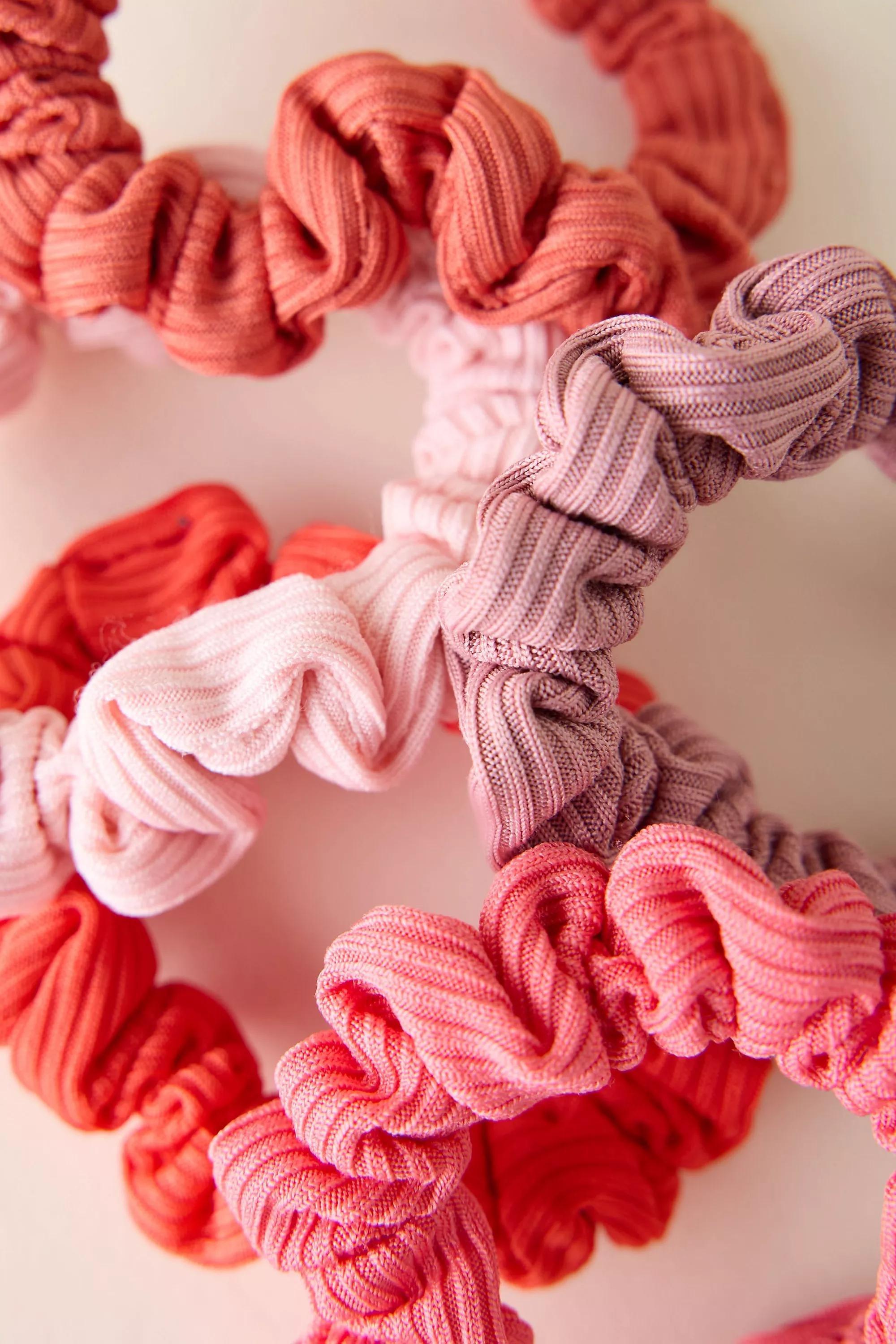 Ribbed Hair Ties, Set Of 5, Pink, A501_0066, large image number 2