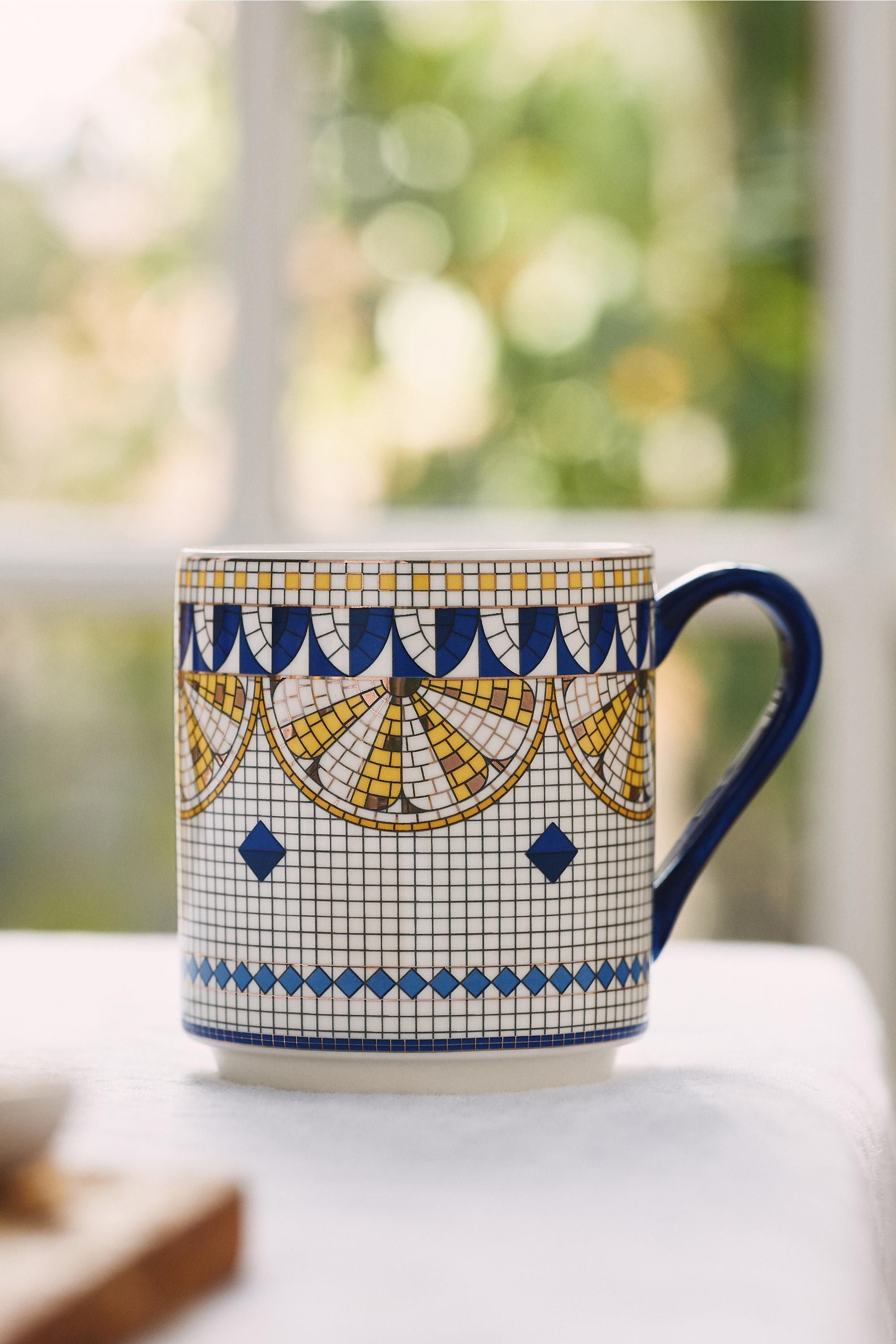 The Bistro Tile Stoneware Mug, Yellow, Yellow, large image number 0
