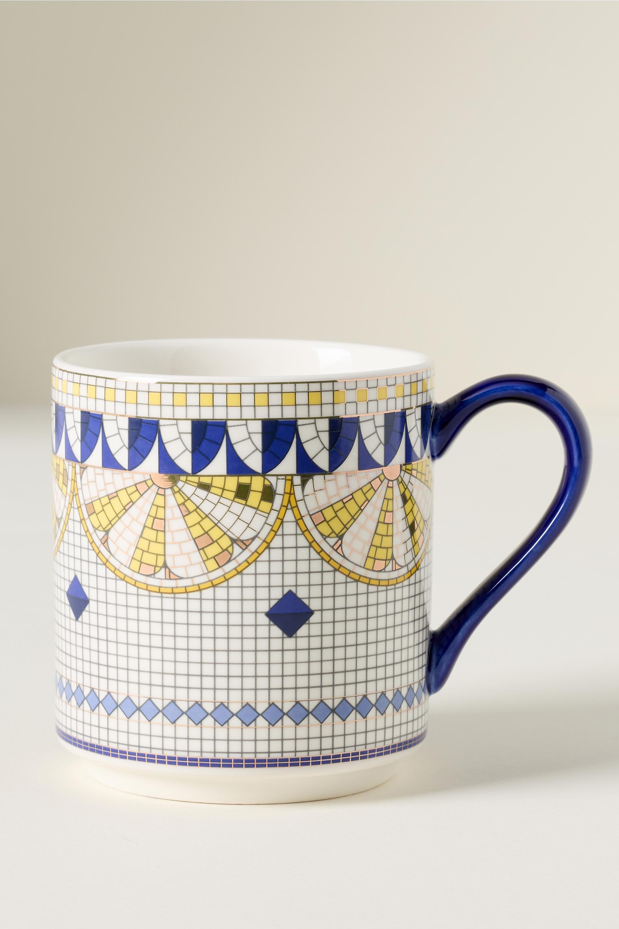 The Bistro Tile Stoneware Mug, Yellow, Yellow, large image number 1