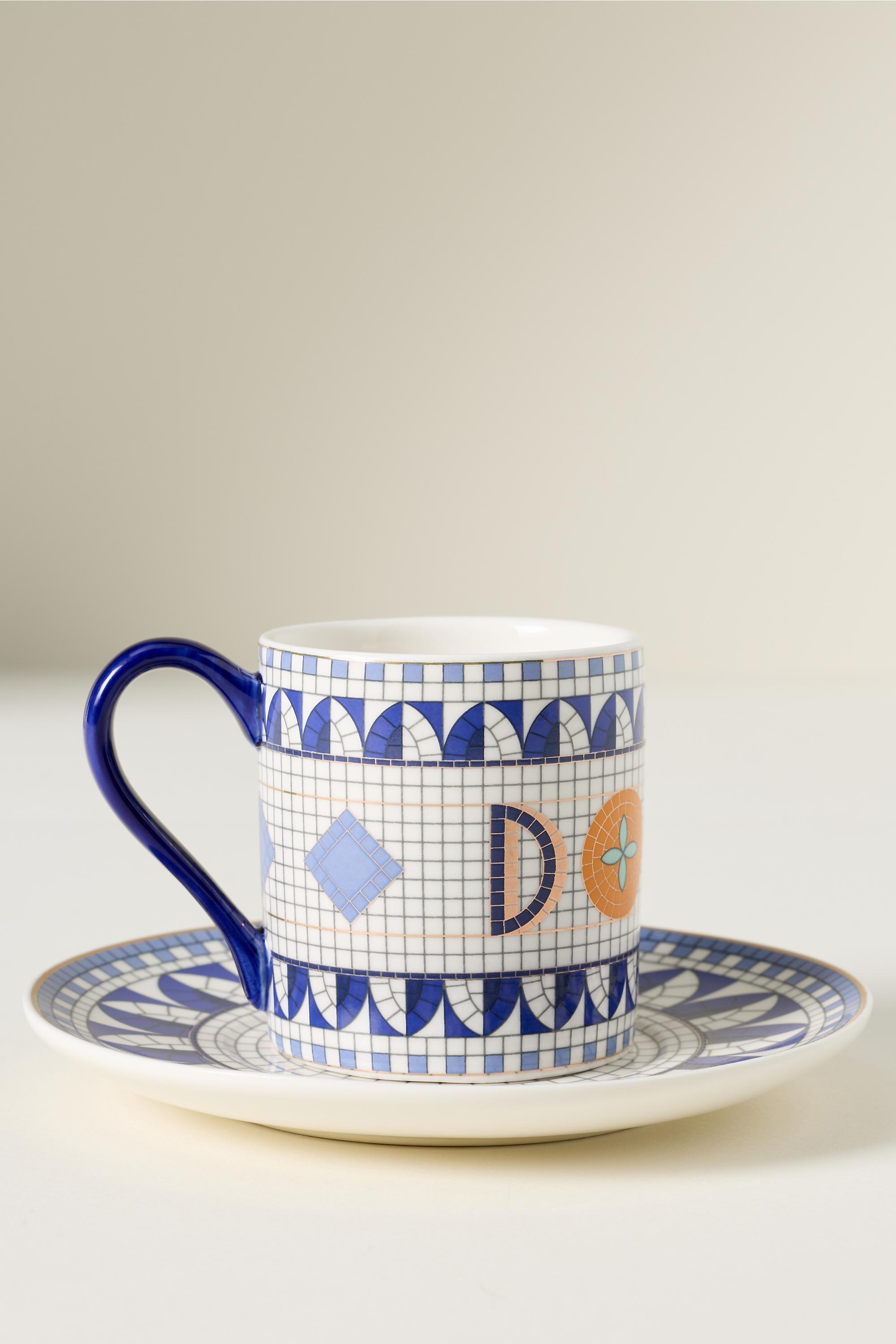 The Bistro Tile Stoneware Espresso And Saucer, Red, A501_0075, large image number 1