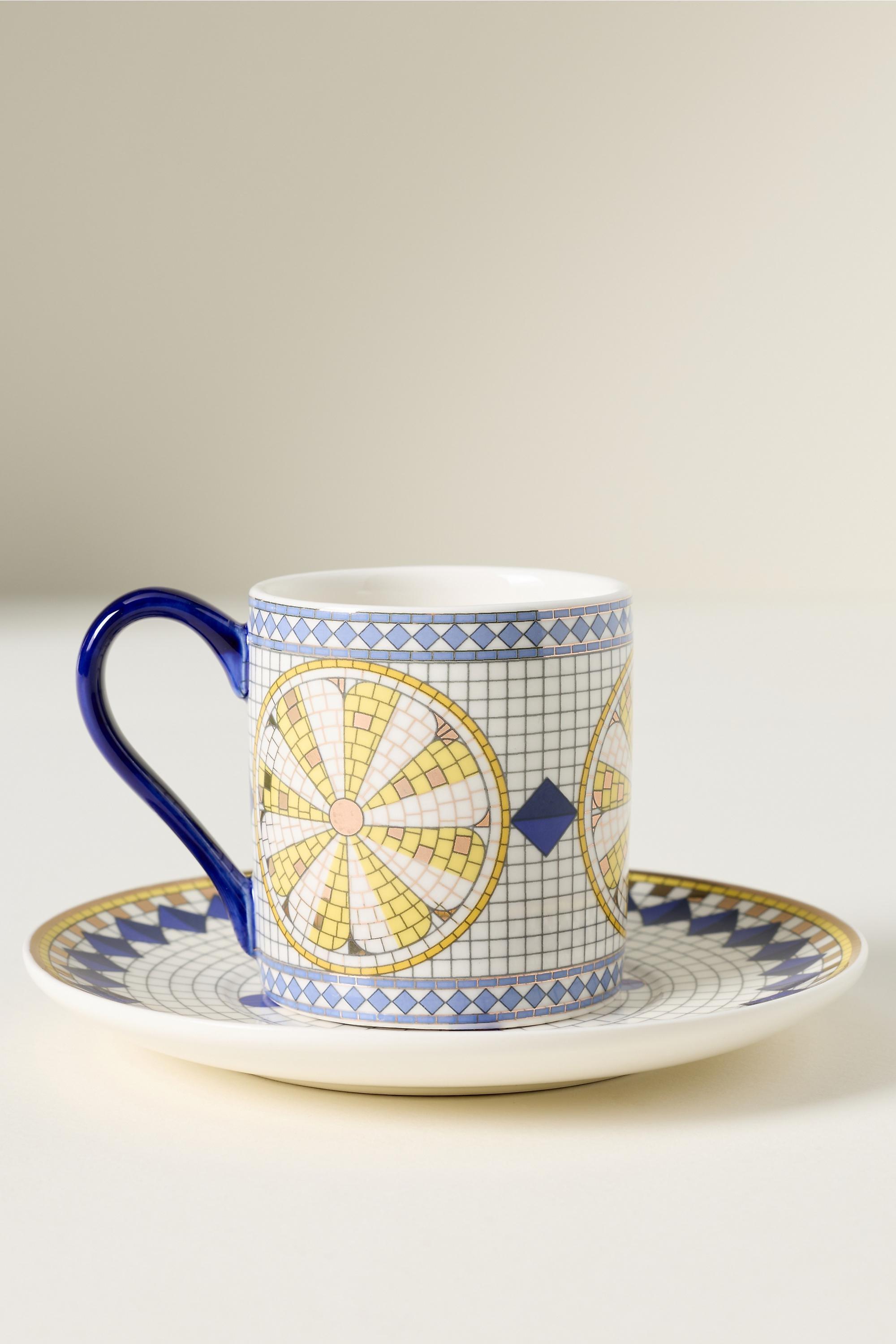 The Bistro Tile Stoneware Espresso And Saucer, Yellow, A501_0271, large image number 1