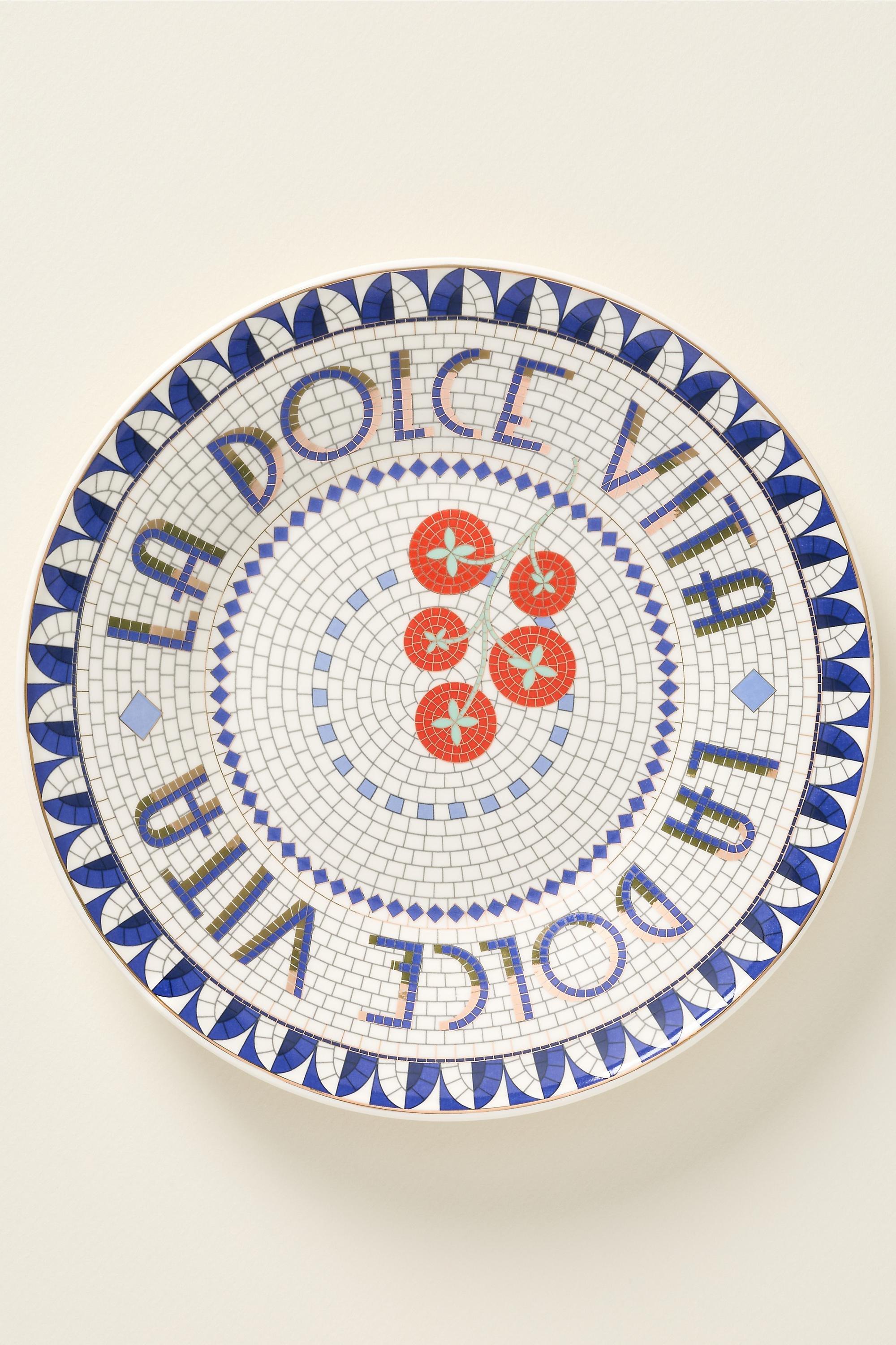 The Bistro Tile Stoneware Dessert Plate, Red, Red, large image number 1