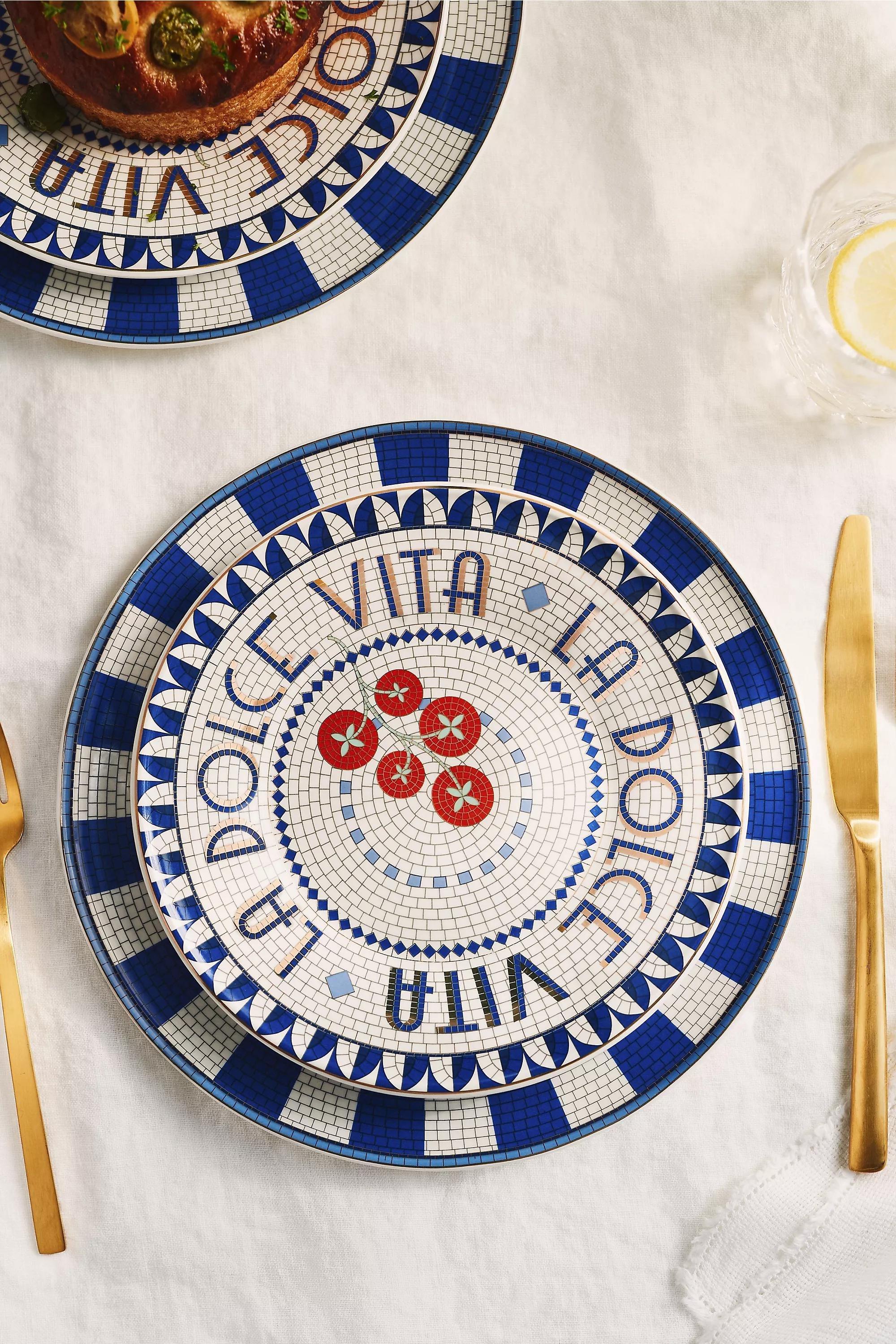The Bistro Tile Stoneware Dessert Plate, Red, Red, large image number 3