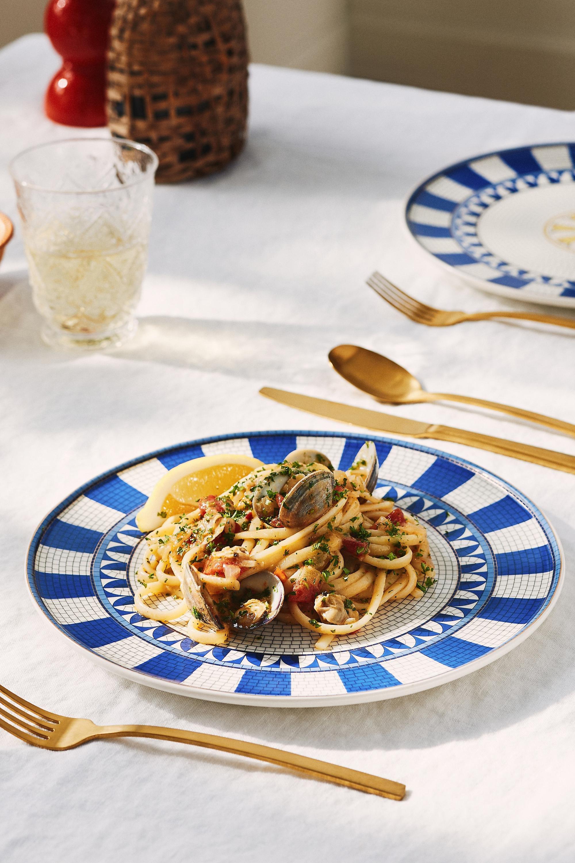 The Bistro Tile Stoneware Dinner Plate, Blue, Blue, large image number 0