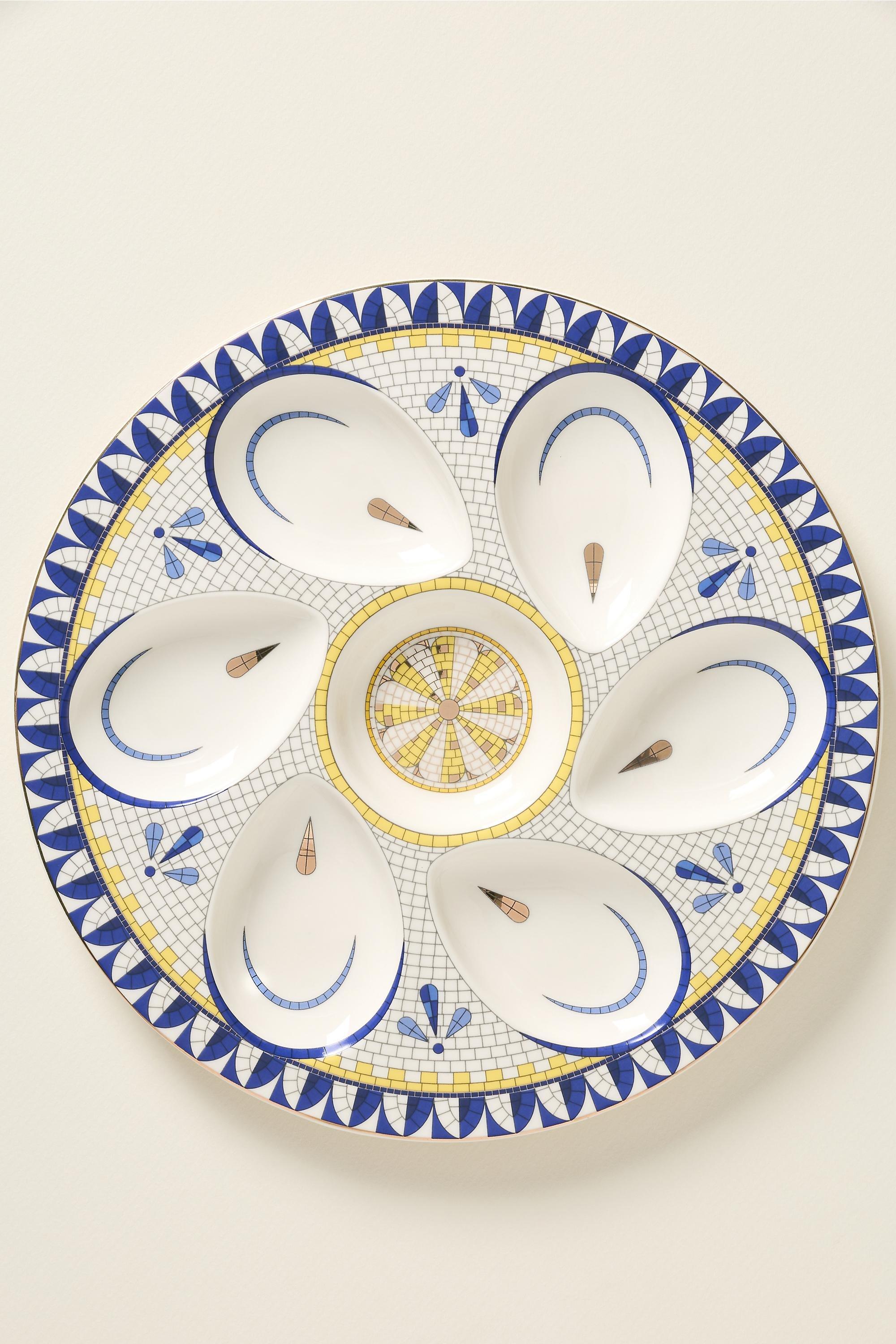 Bistro Tile Stoneware Oyster Serve Platter, Yellow, A501_0271, large image number 1