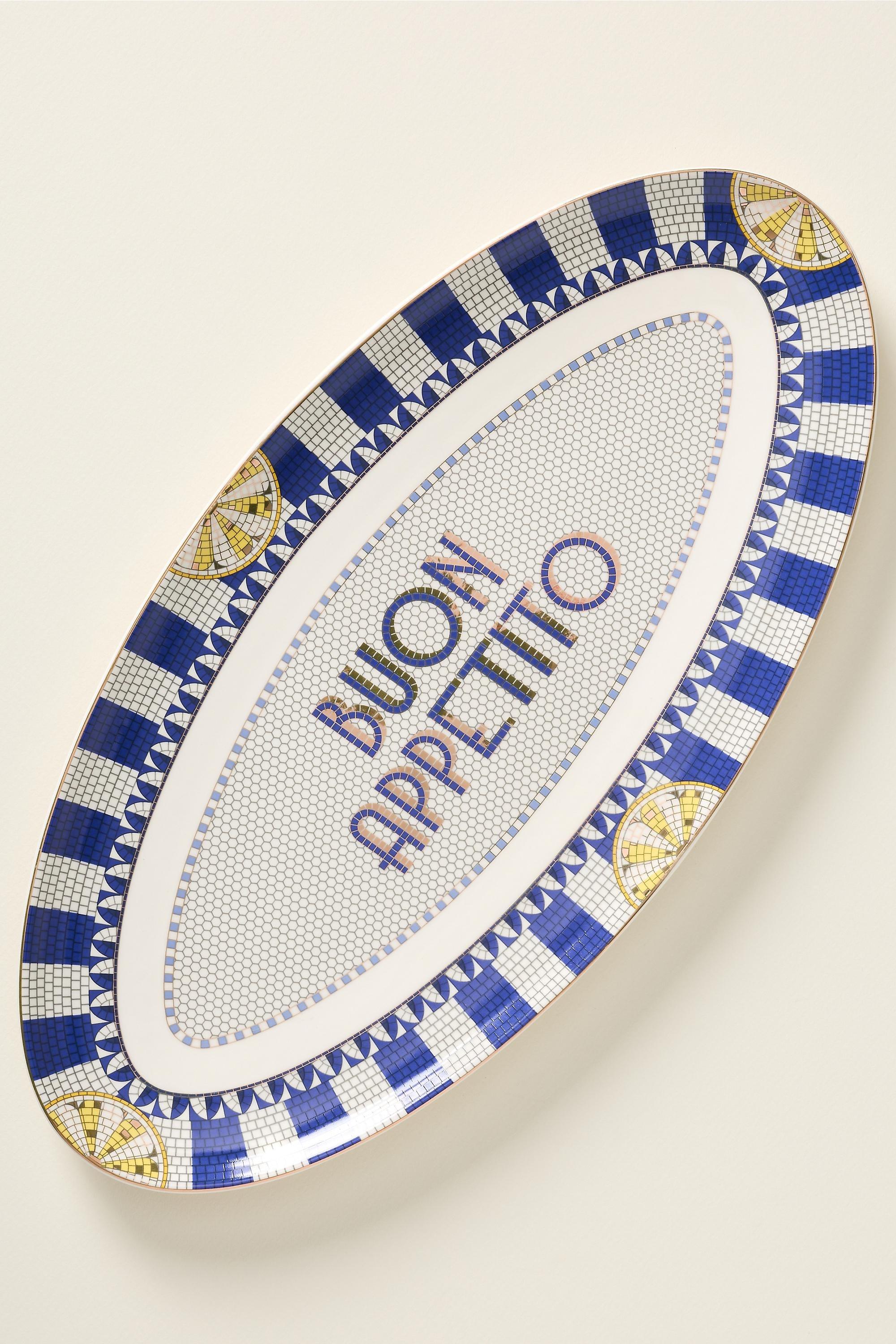The Bistro Tile Stoneware Platter, Blue, A501_0043, medium