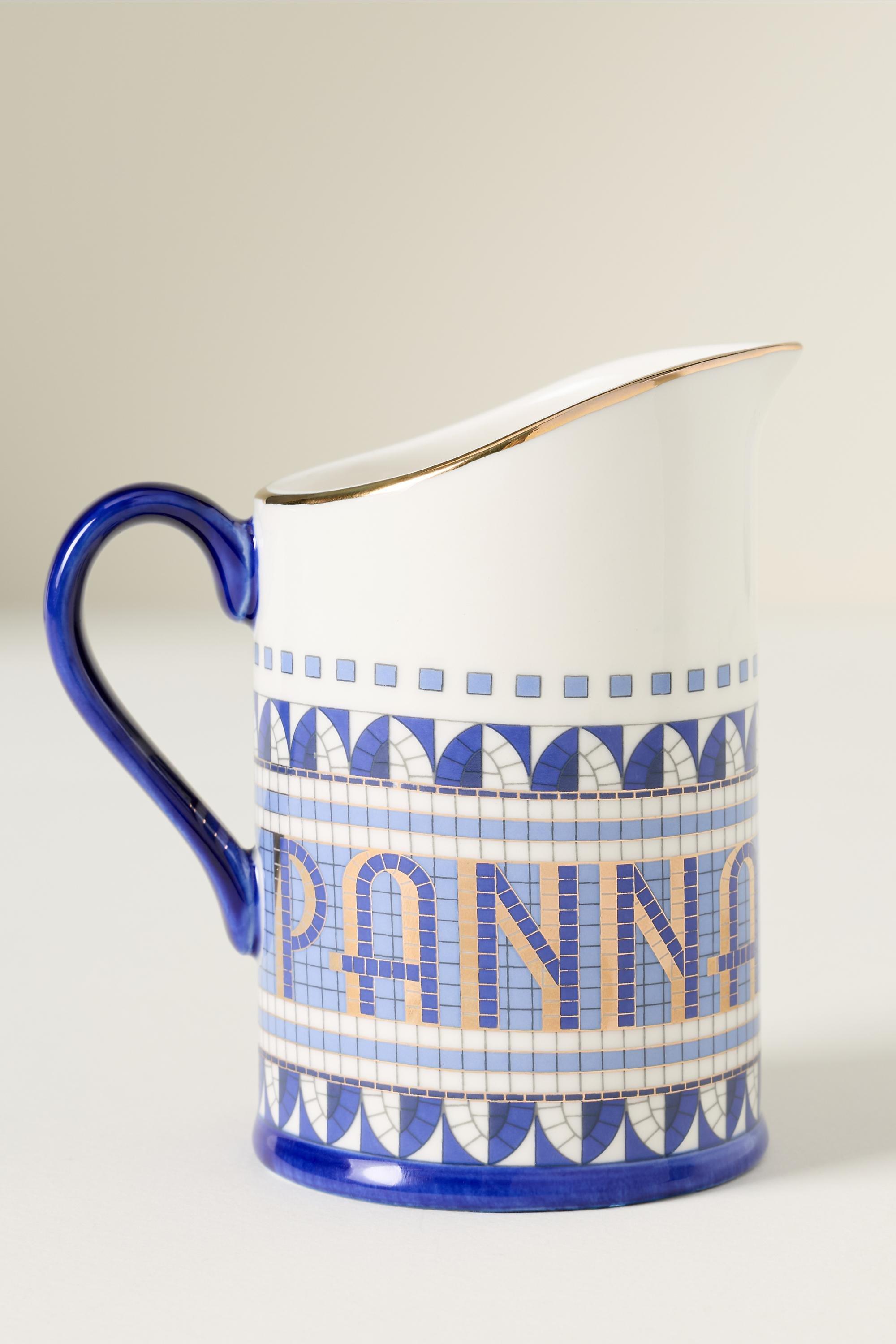 The Bistro Tile Stoneware Creamer, Blue, Black, large image number 1