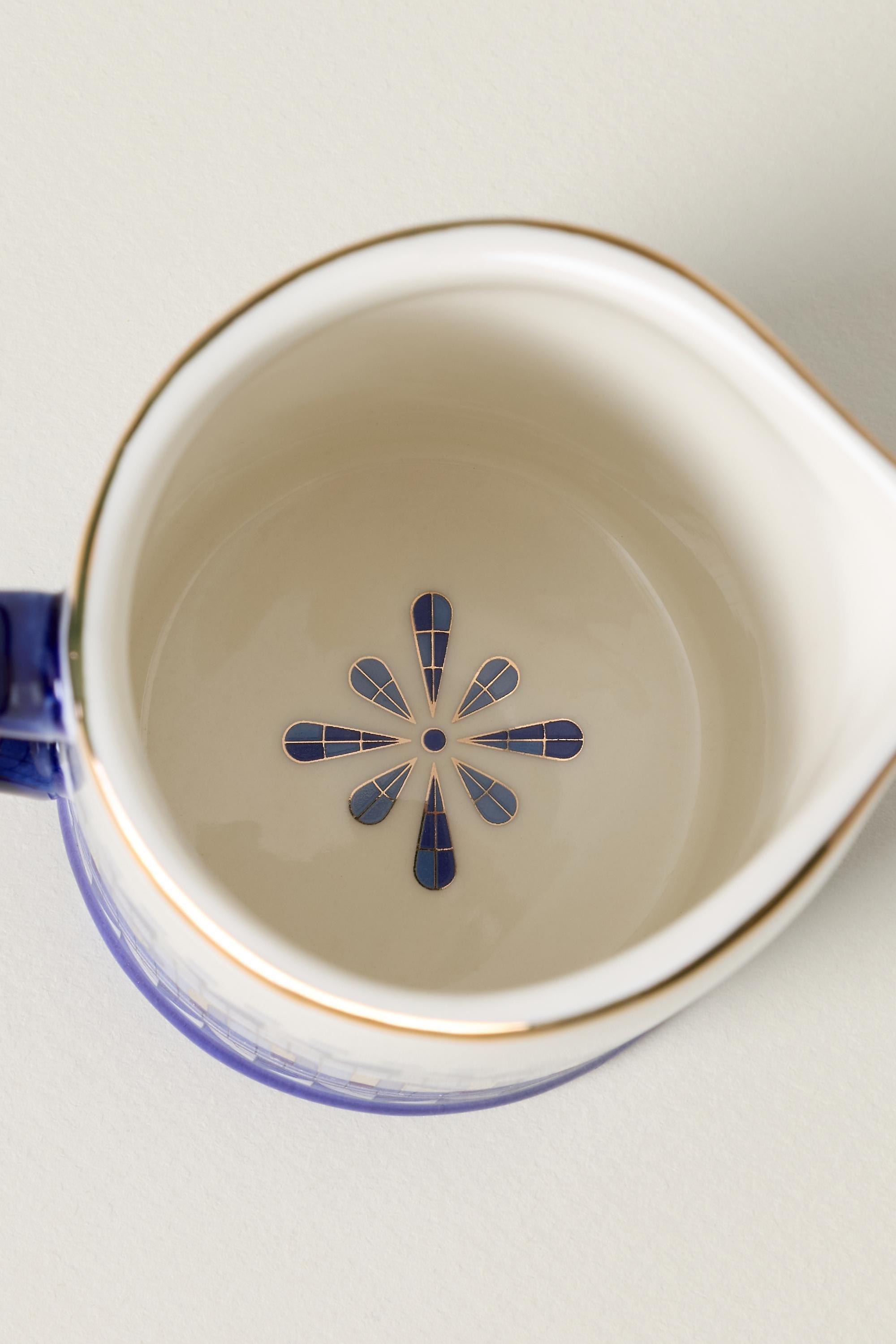 The Bistro Tile Stoneware Creamer, Blue, Black, large image number 2